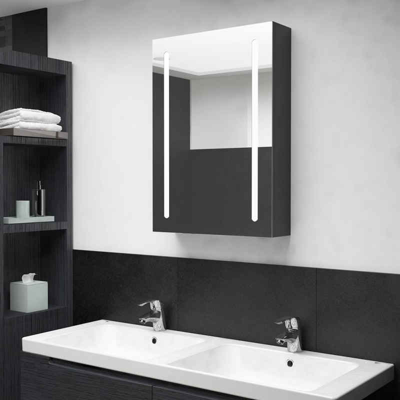 vidaXL Badezimmerspiegelschrank LED-Spiegelschrank fürs Bad Glänzend Schwarz 50x13x70 cm (1-St)