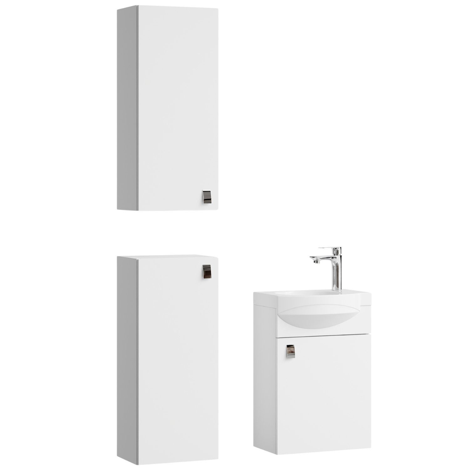 Planetmöbel Badmöbel-Set Waschtischunterschrank 40 cm mit 2x Midischrank 32 cm, (Waschbecken mit Unterschrank, Badezimmerschrank)