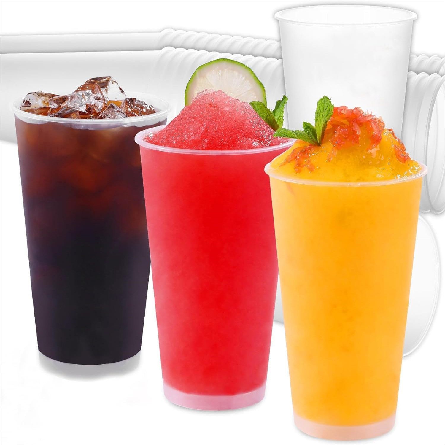 KingLux Mehrwegbecher 50Stück Plastikbecher Mehrweg Mattierte Weiß, Partybecher 520ml, (50-tlg)
