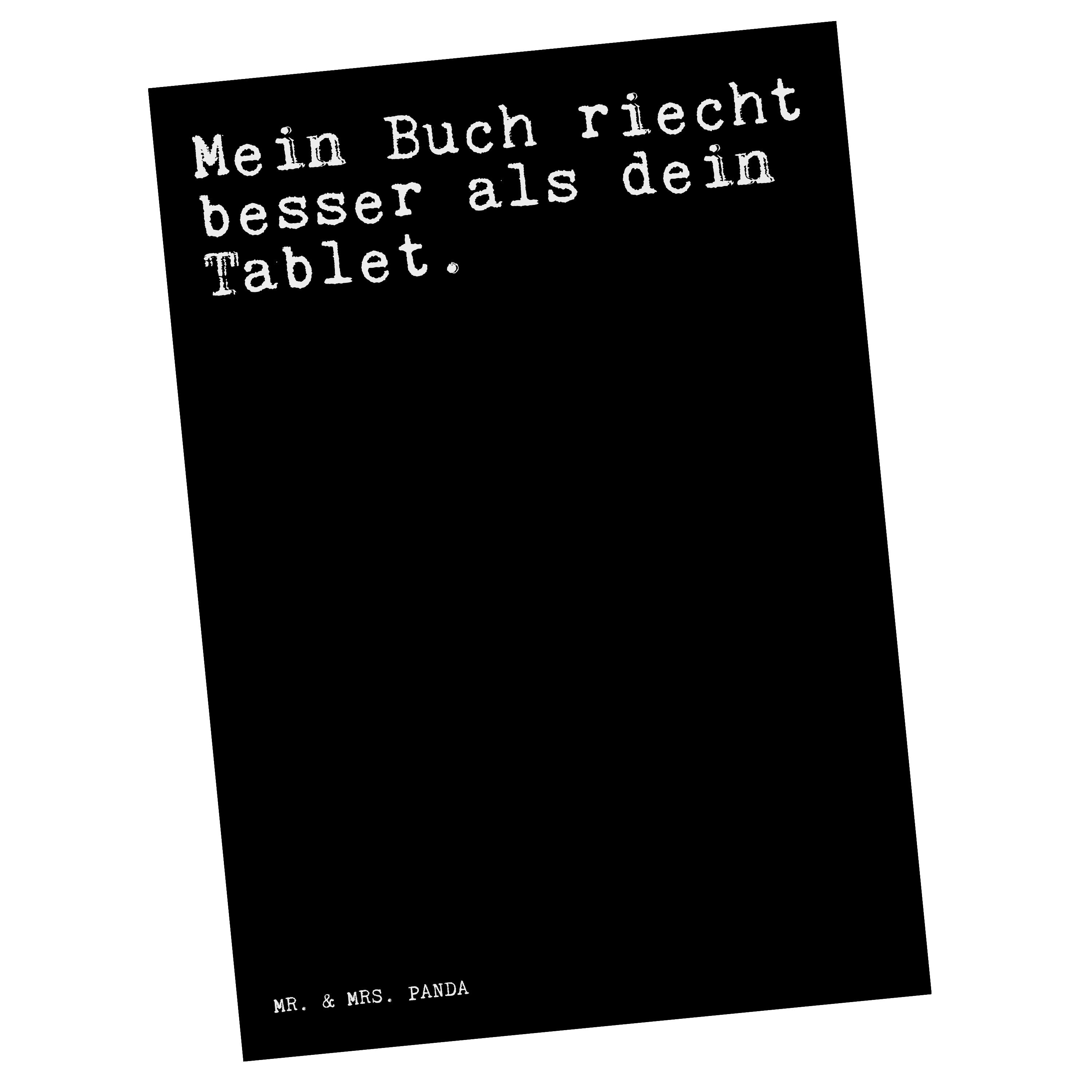 Mr. & Mrs. Panda Postkarte »Mein Buch riecht besser... Schwarz