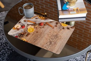 Platzset, Tischset Weihnachtsgewürze Holzbrett Tischunterlage Tischdeko, matches21 HOME & HOBBY, (1-St), modernes Esstisch Platzdeckchen als abwaschbarer Tischuntersetzer