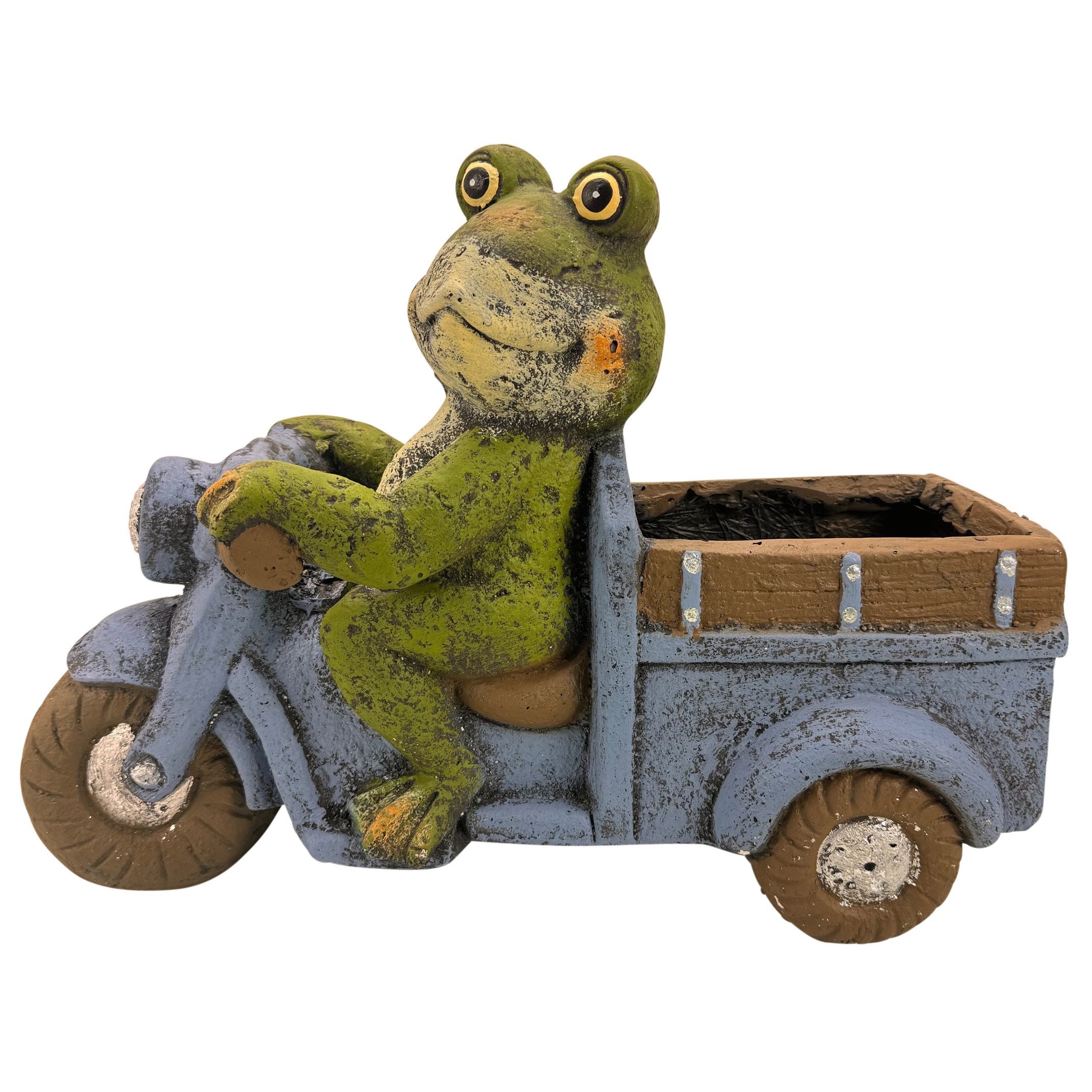 Online-Fuchs Gartenfigur Frosch mit Motorrad und Blumentopf für draußen gee günstig online kaufen