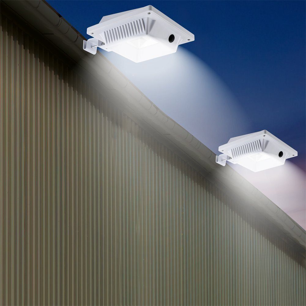 Weiss Wandleuchten 25LEDs Dachrinnenleuchte Wegeleuchten, LED Coisini Solarlampen fest Tageslichtweiß integriert, LED