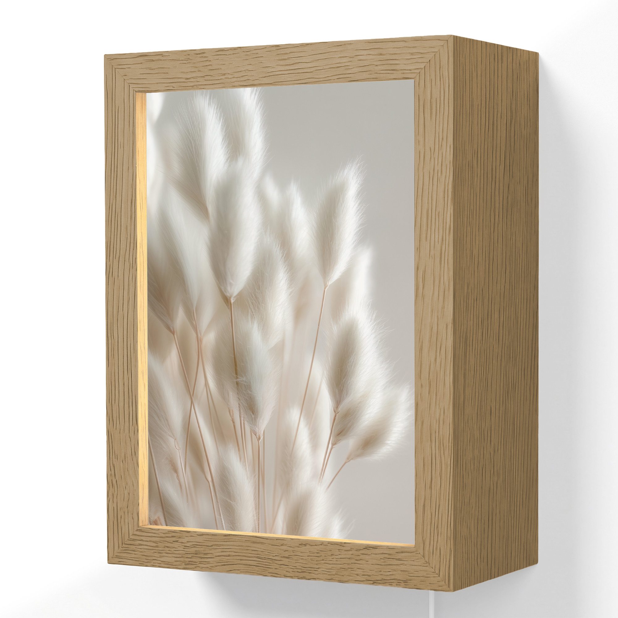 Wandleuchte Lightbox Federn - Beige - Minimalistisch