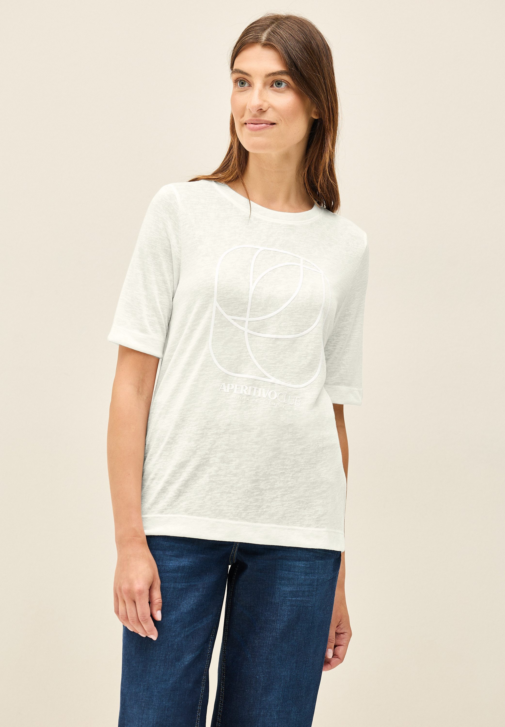 CECIL T-Shirt aus elastischem Materialmix