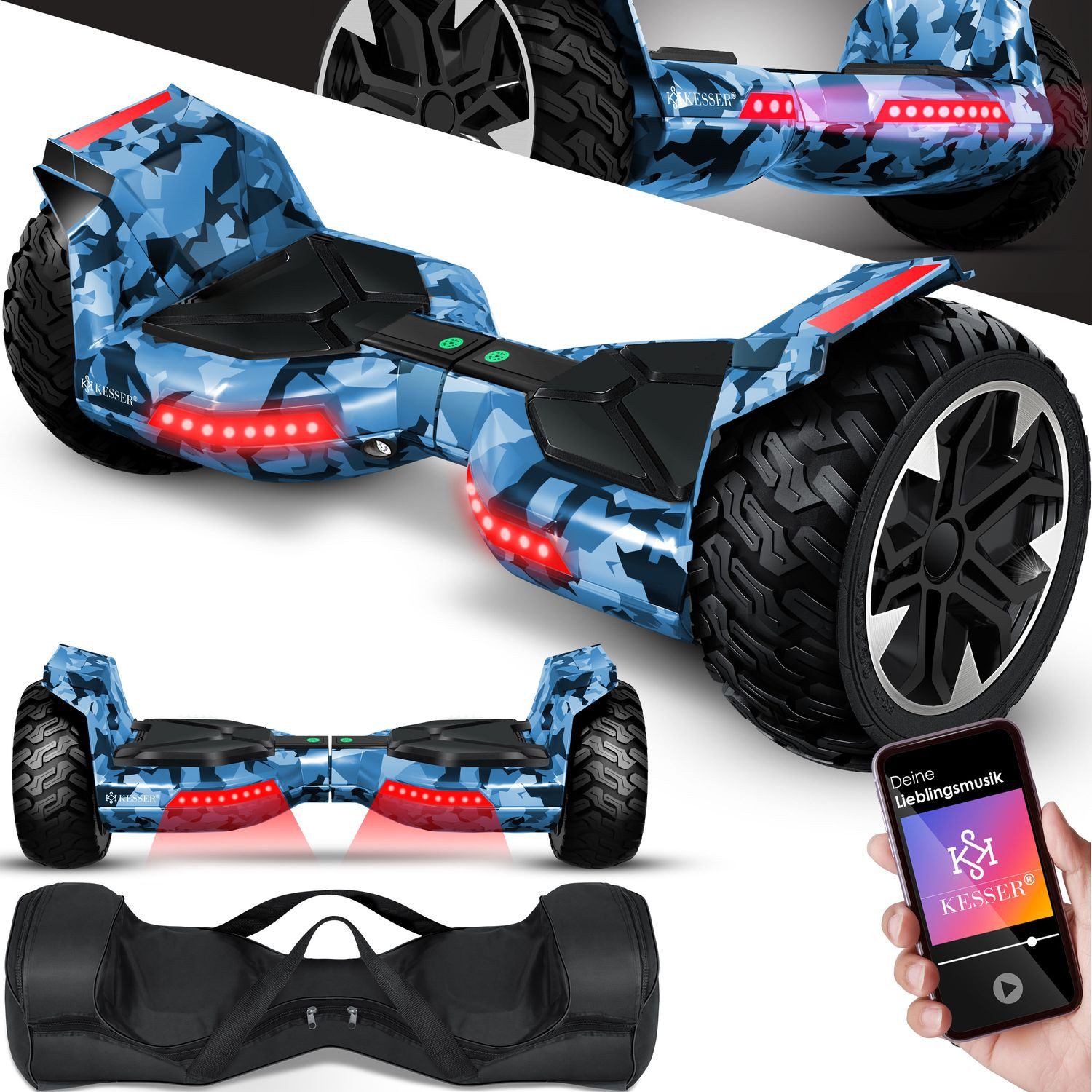 KESSER Balancetrainer, Hoverboard 8,5 Zoll 800 mit Bluetooth Lautsprecher, LED Licht