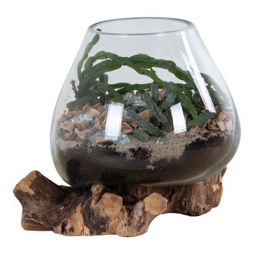 House Nordic Kerzenständer San Marino Waterdrop - Wassertropfen aus Teakholz und Glas, Natur, ...