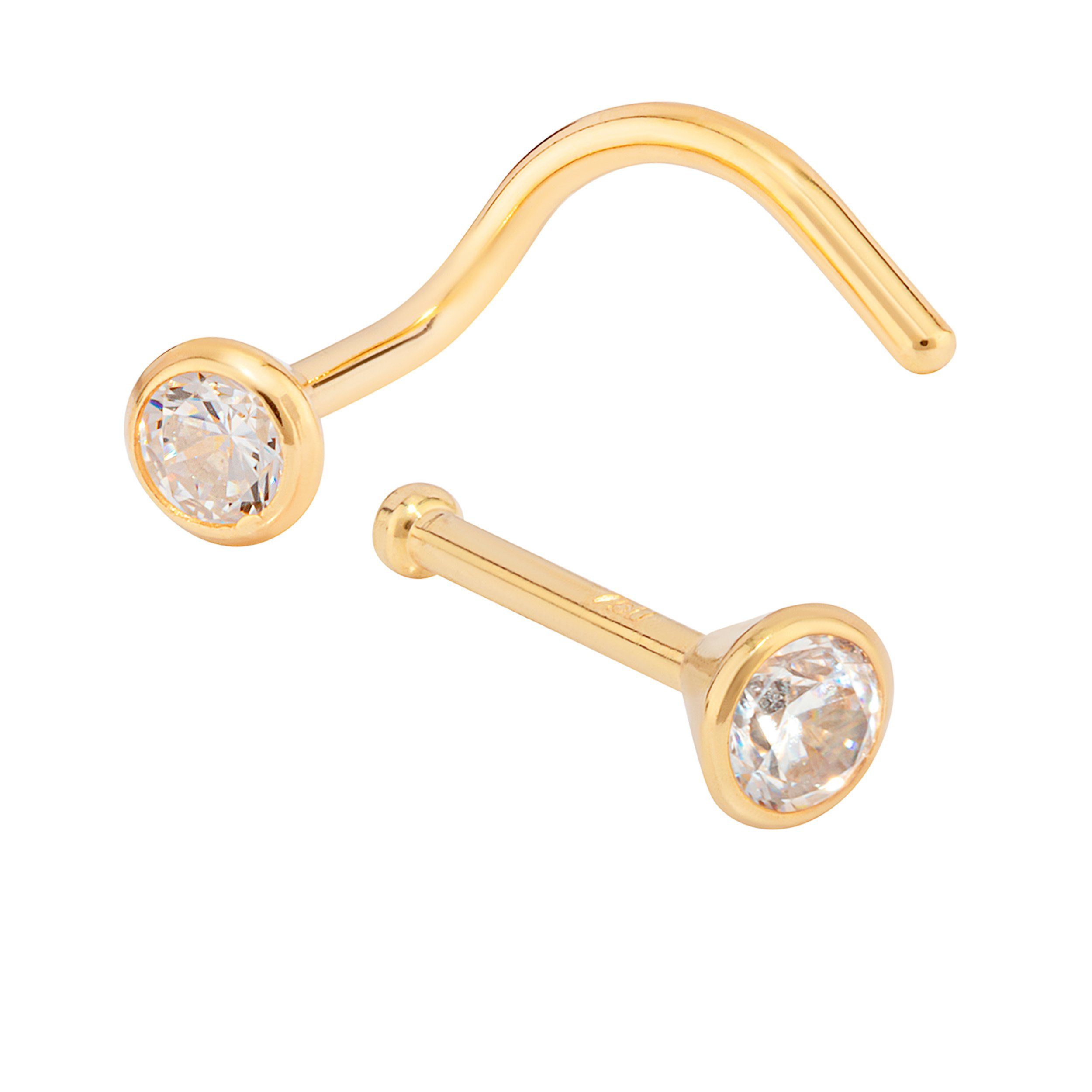 NKlaus Nasenpiercing Nasenpiercing 750 Gelb Gold 18 Karat Nasenstecker (1 S günstig online kaufen