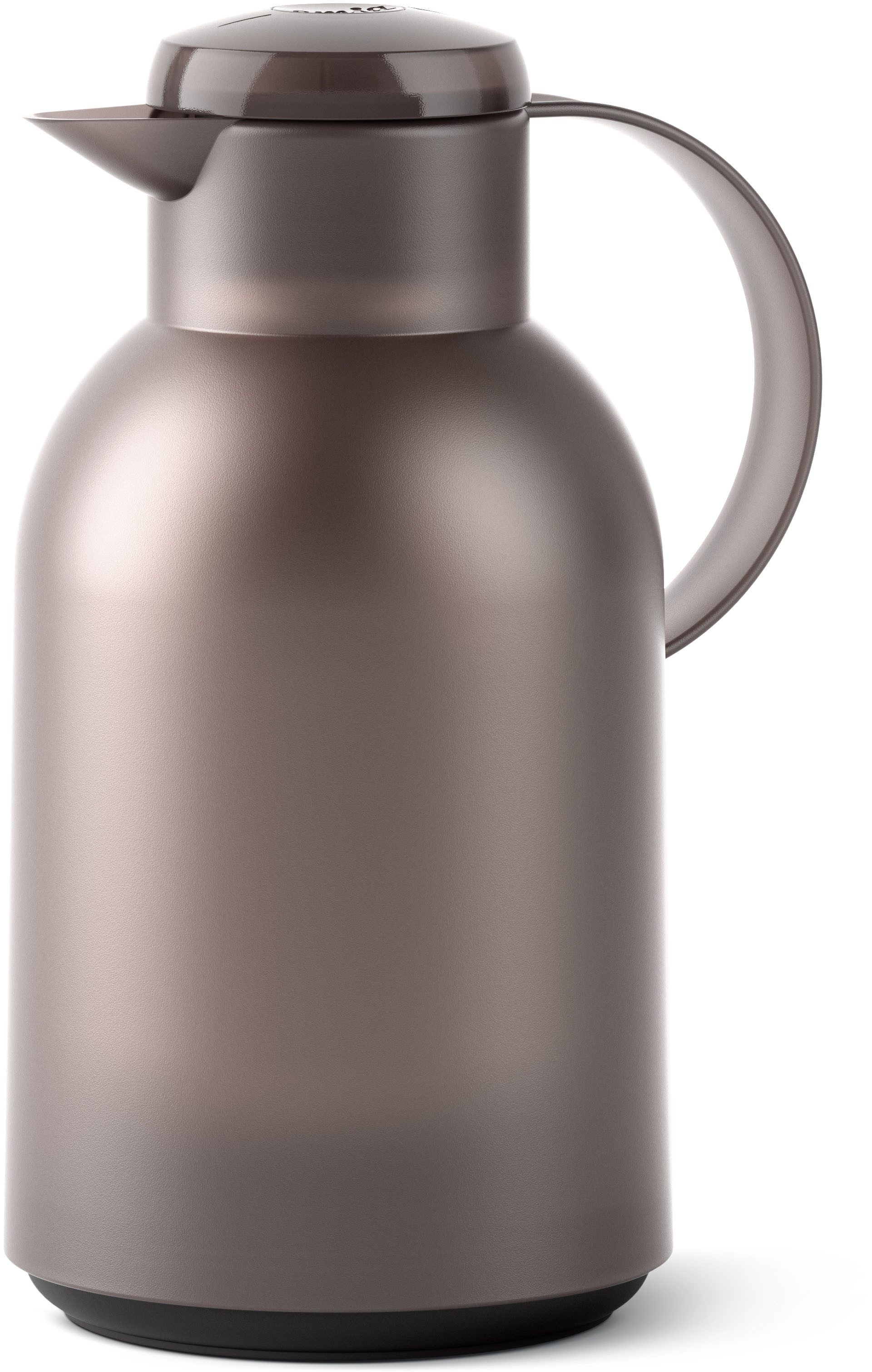 Emsa Isolierkanne Samba, 1,5 l, XXL-Modell, zeitloses Design, einfacher Knopfdruck, 24h kalt, 12h warm