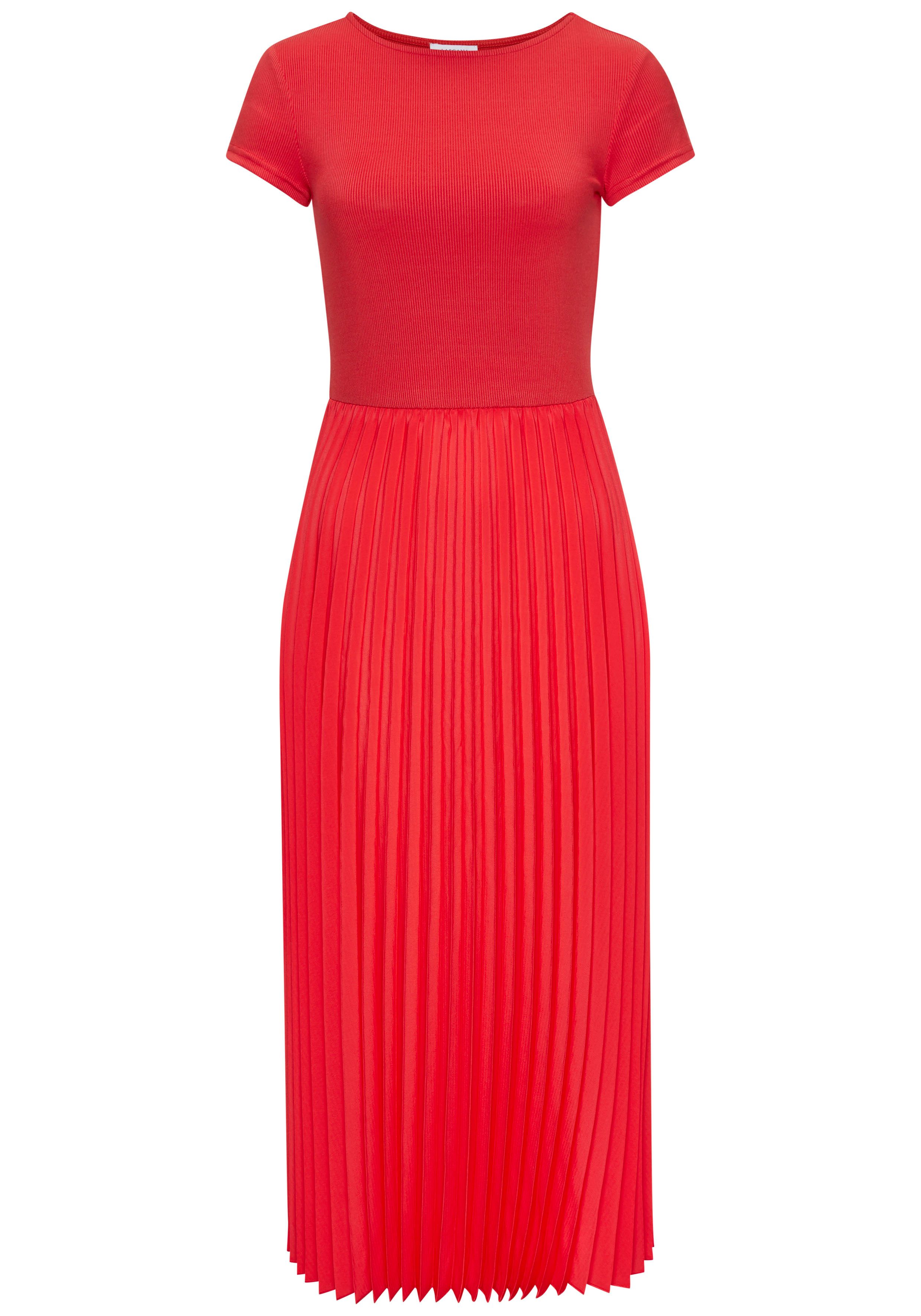 LASCANA Midikleid mit Plisseerockteil, Basic, modisch günstig online kaufen