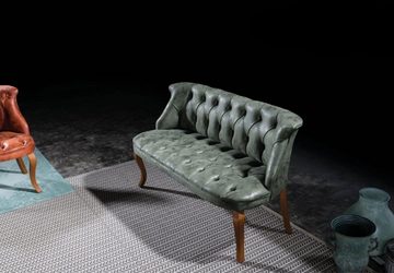 JVmoebel Chesterfield-Sofa Grüne Chesterfield Zweisitzer Sofa Kunstledermöbel Wohnzimmer Sitzer, 1 Teile, Made in Europa