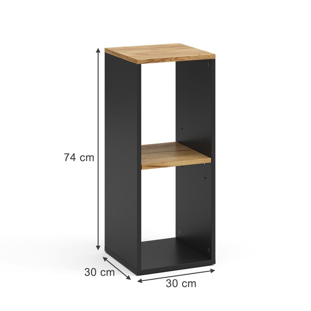 Vicco Bücherregal Tomy, Anthrazit/Goldkraft Eiche, 30 x 74 cm mit 2 offenen Fächern, 1-tlg.