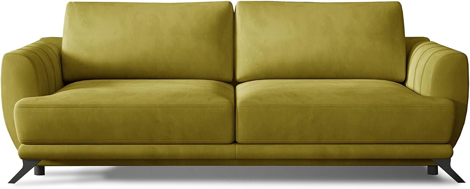 MOEBLO Schlafsofa SIGMA, Sofa, Couch für Wohnzimmer, Federkern Sofagarnitur Polstersofa Wohnlandschaft, mit Schlaffunktion und Bettkasten Gelb (Monolith 48)