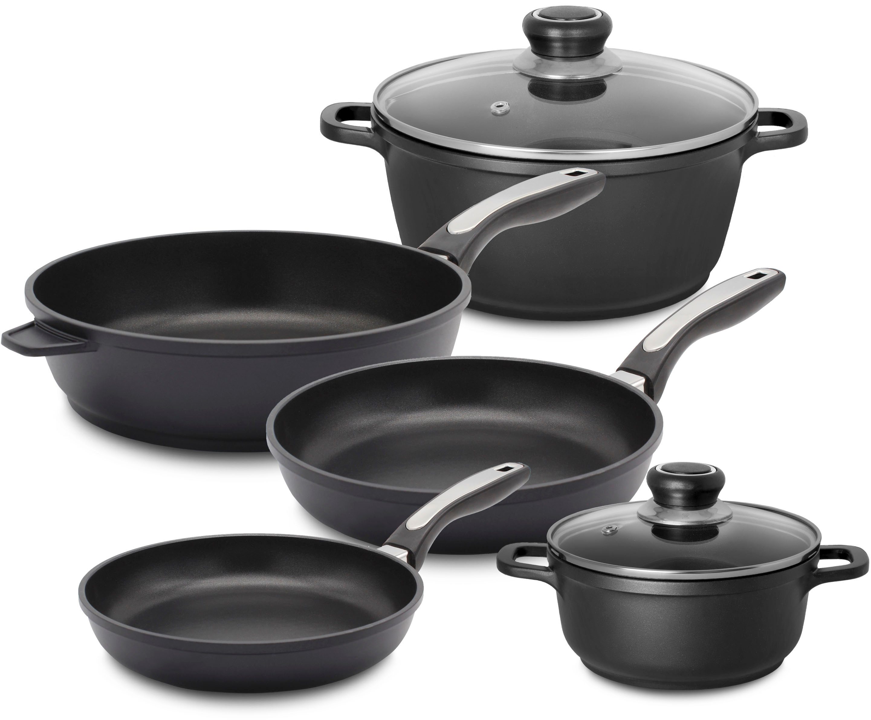 Krüger Topf-Set Delta, Aluminiumguss (Set, 7-tlg), für Induktions-Kochfelder geeignet