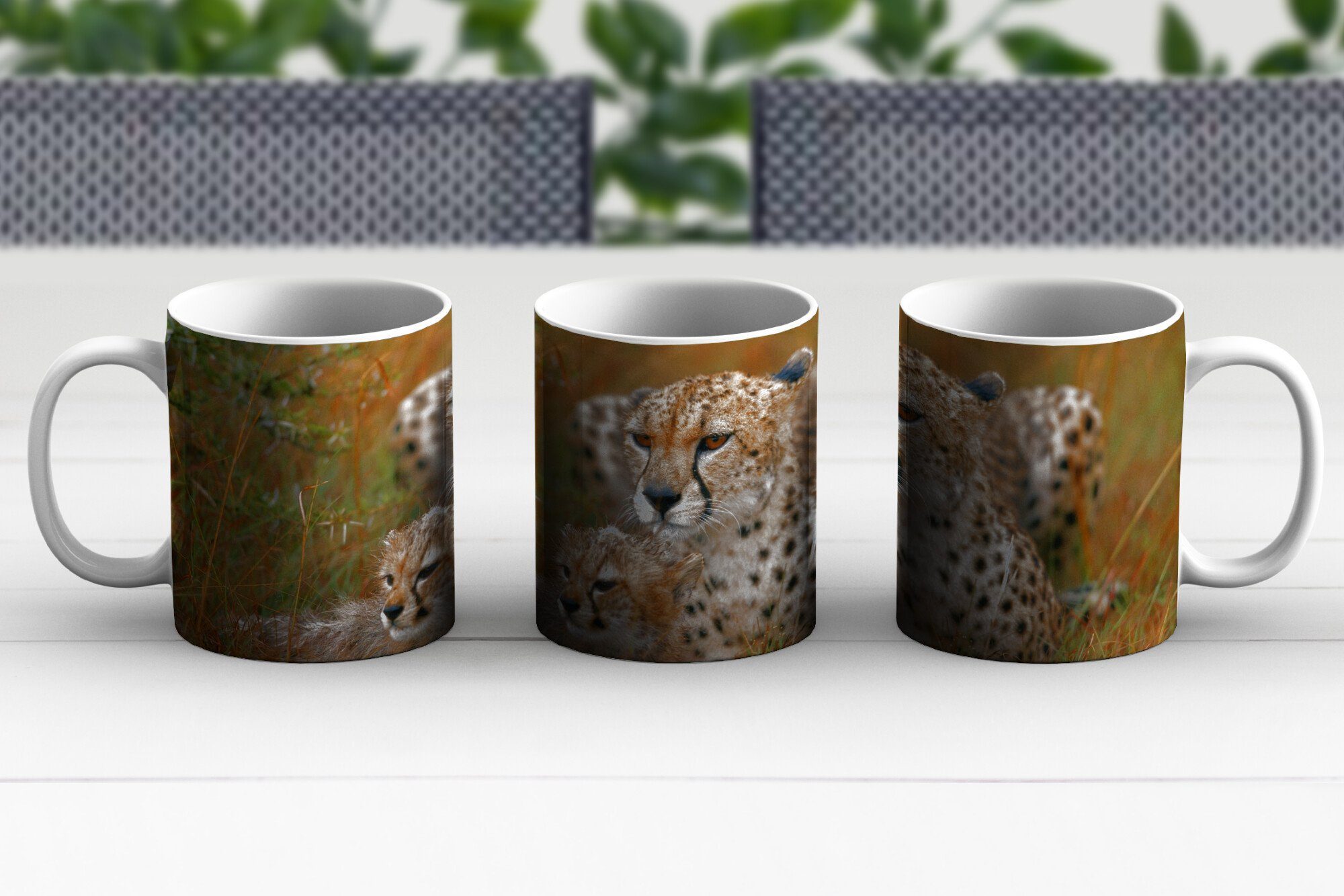 Teetasse, Teetasse, Keramik, MuchoWow Becher, Geschenk Geparden Tasse Kaffeetassen, zusammen, sitzen