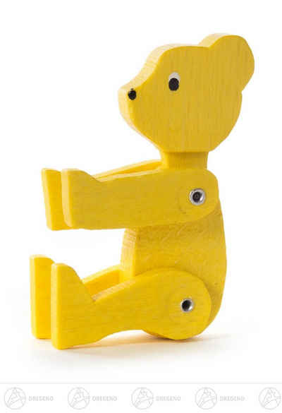 Dregeno Erzgebirge Spielcenter Spielzeug Bär gelb klein, beweglich Höhe ca 5,1 cm NEU, schönes Holzspieltier