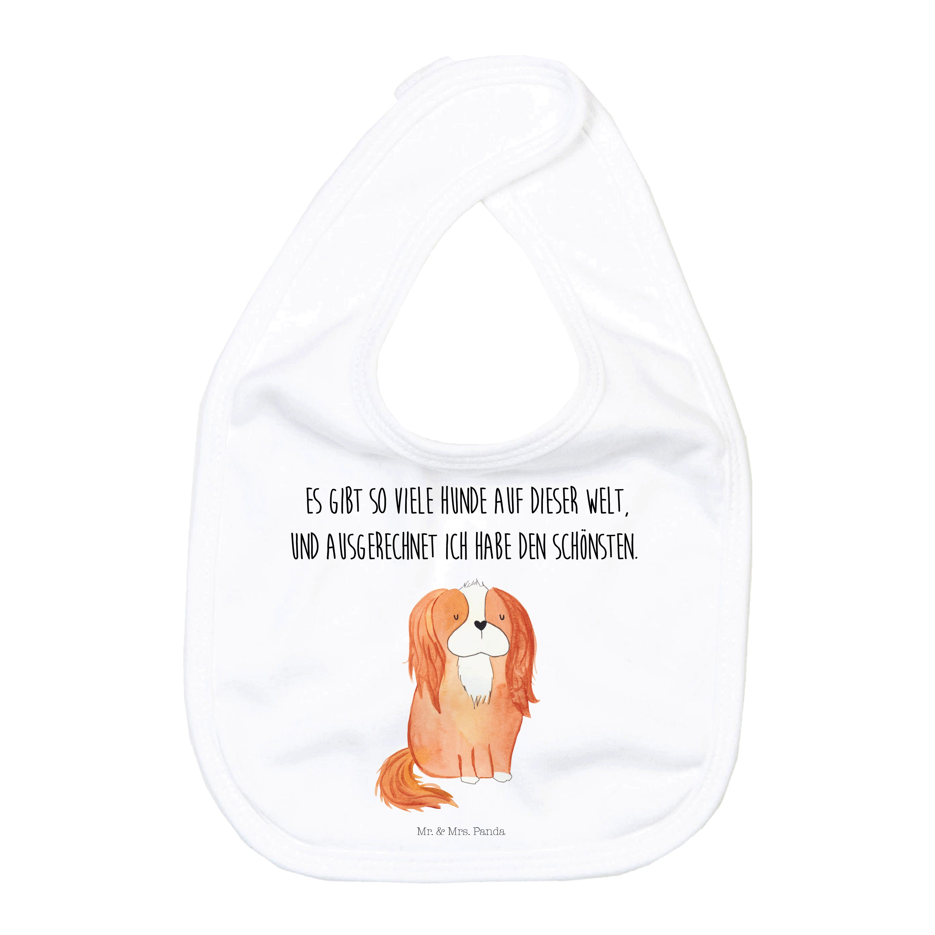 Mr. & Mrs. Panda Tragetuch Hund Cavalier King Charles Spaniel, Lätzchen, Weiß, Sprüche, Lätzchen (Packung), Baby Latz Spaniel Baby-Lätzchen