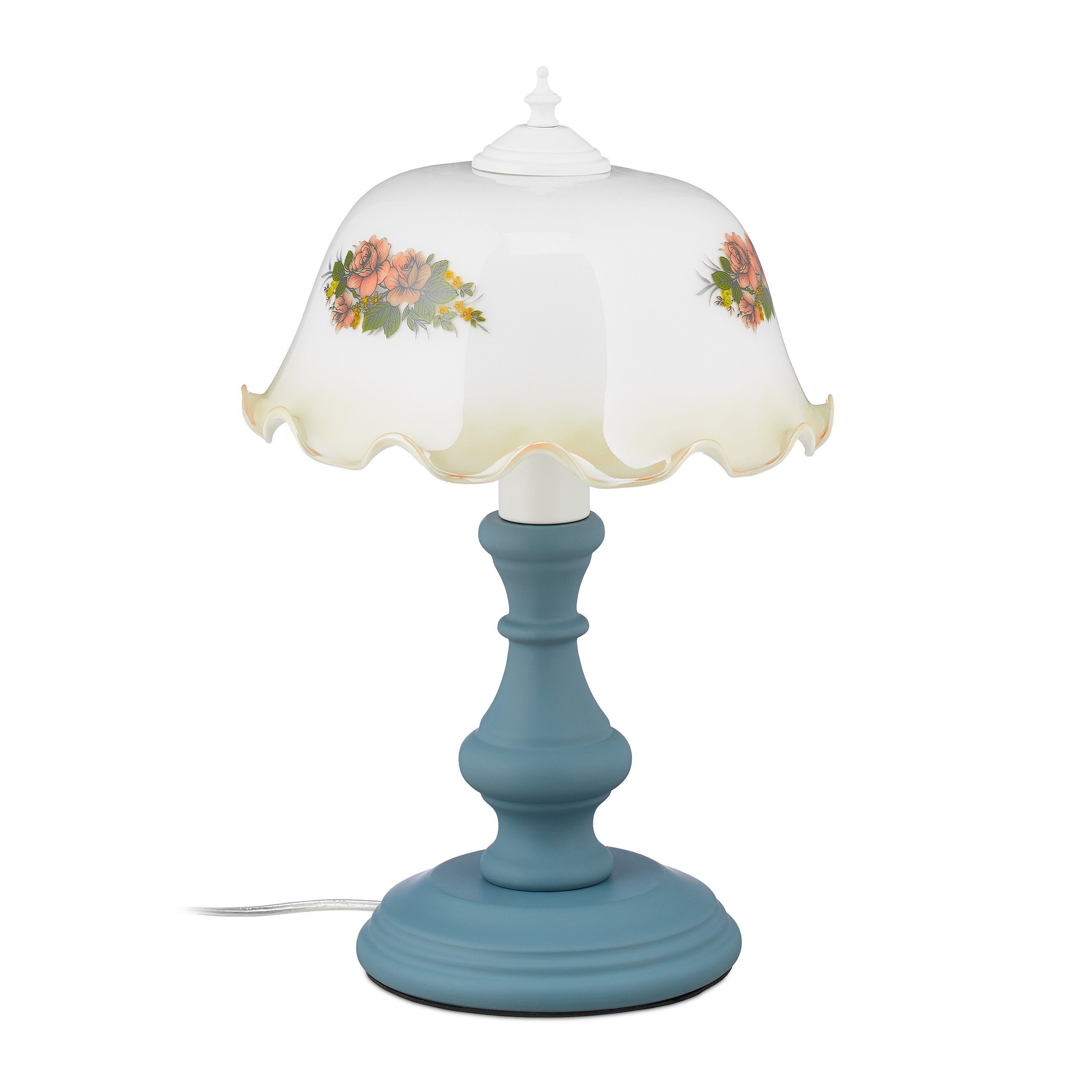 relaxdays Tischleuchte Vintage Tischlampe mit Blumen