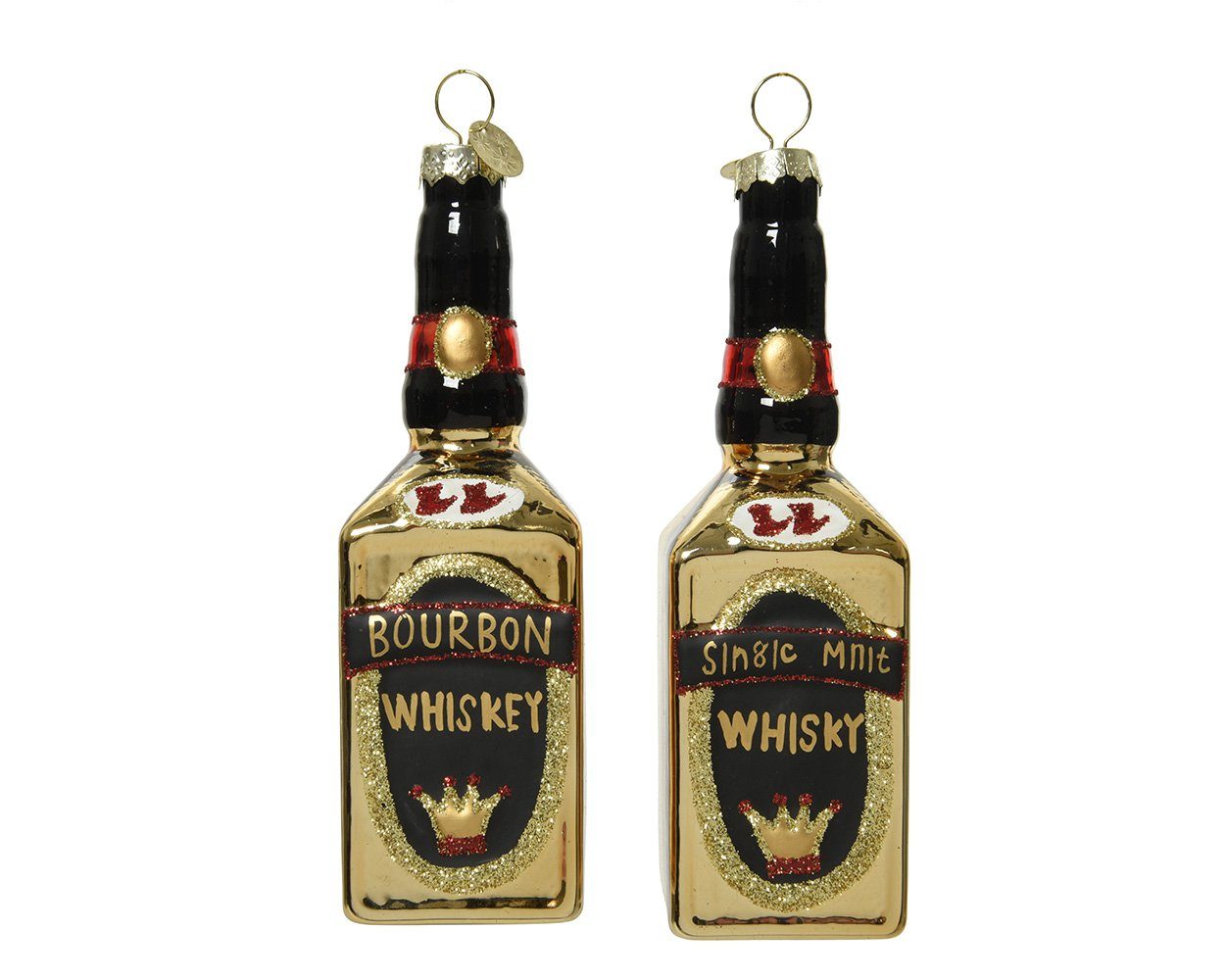 Decoris season decorations Christbaumschmuck, Christbaumschmuck Glas Bourbon / Whiskey 14cm gold, 1 Stück sortiert