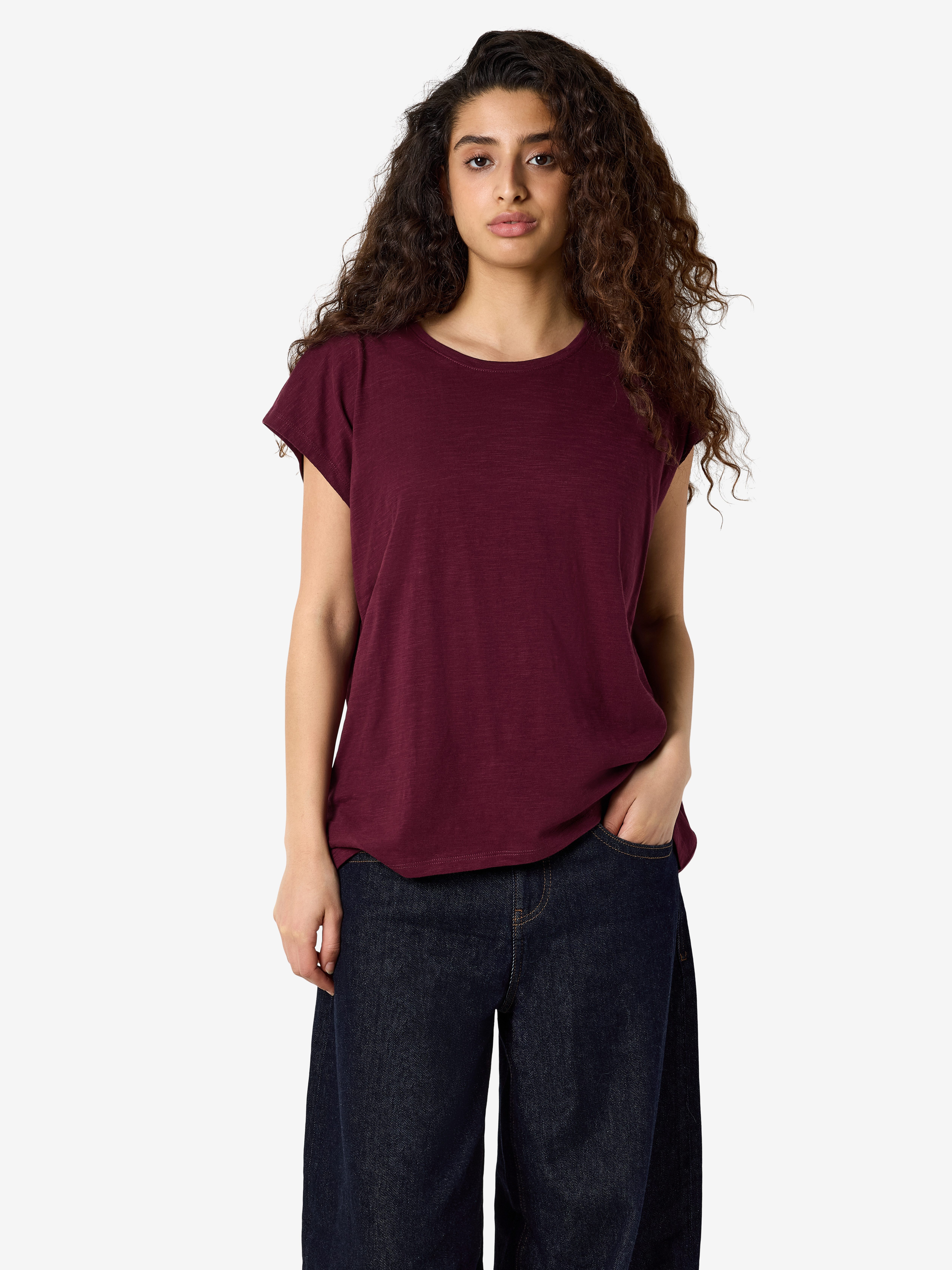 Noisy may Kurzarmshirt NMMATHILDE S/S LOOSE LONG TOP NOOS Baumwollmischung, relaxed fit