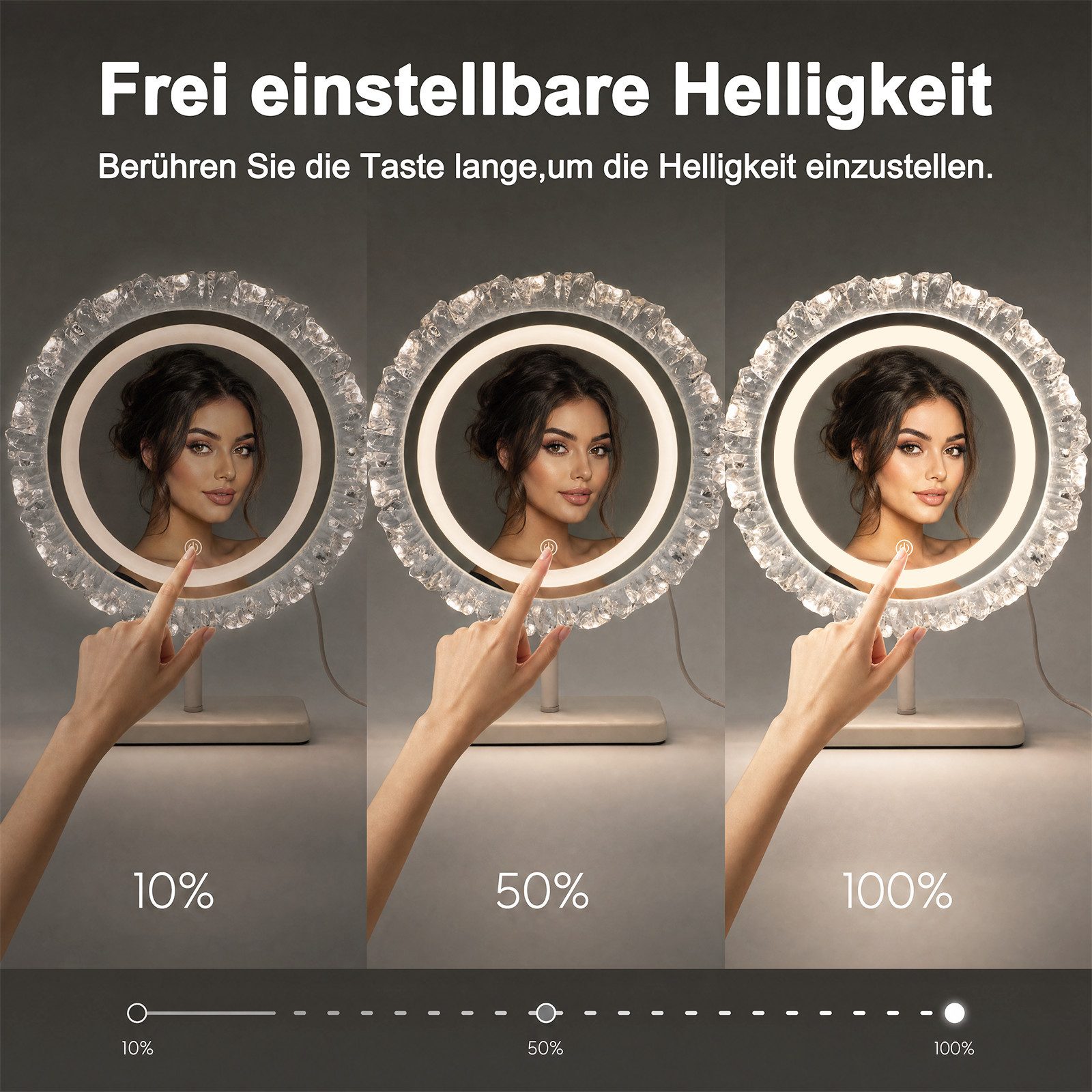 Nettlife Schminkspiegel LED Rund 30/40cm Hollywood Spiegel Beleuchtung 3-Farben-Licht, Verstellbarer USB-Kosmetikspiegel für den Schminktisch