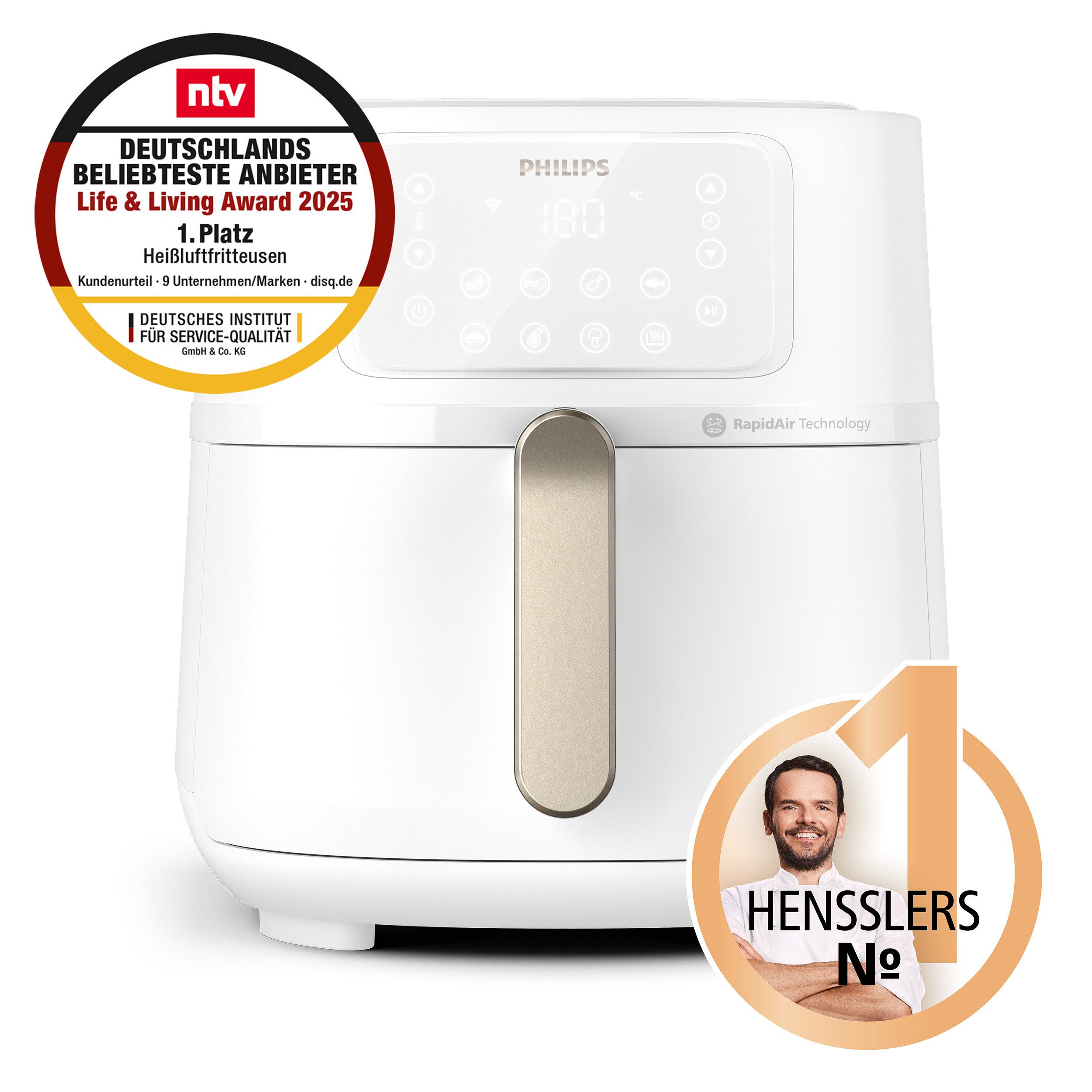 Philips Heißluftfritteuse Airfryer XXL HD9285/90, 7,2 l, 2000 W, mit 7 Voreinstellungen, WiFi Konnektivität und Warmhaltefunktion