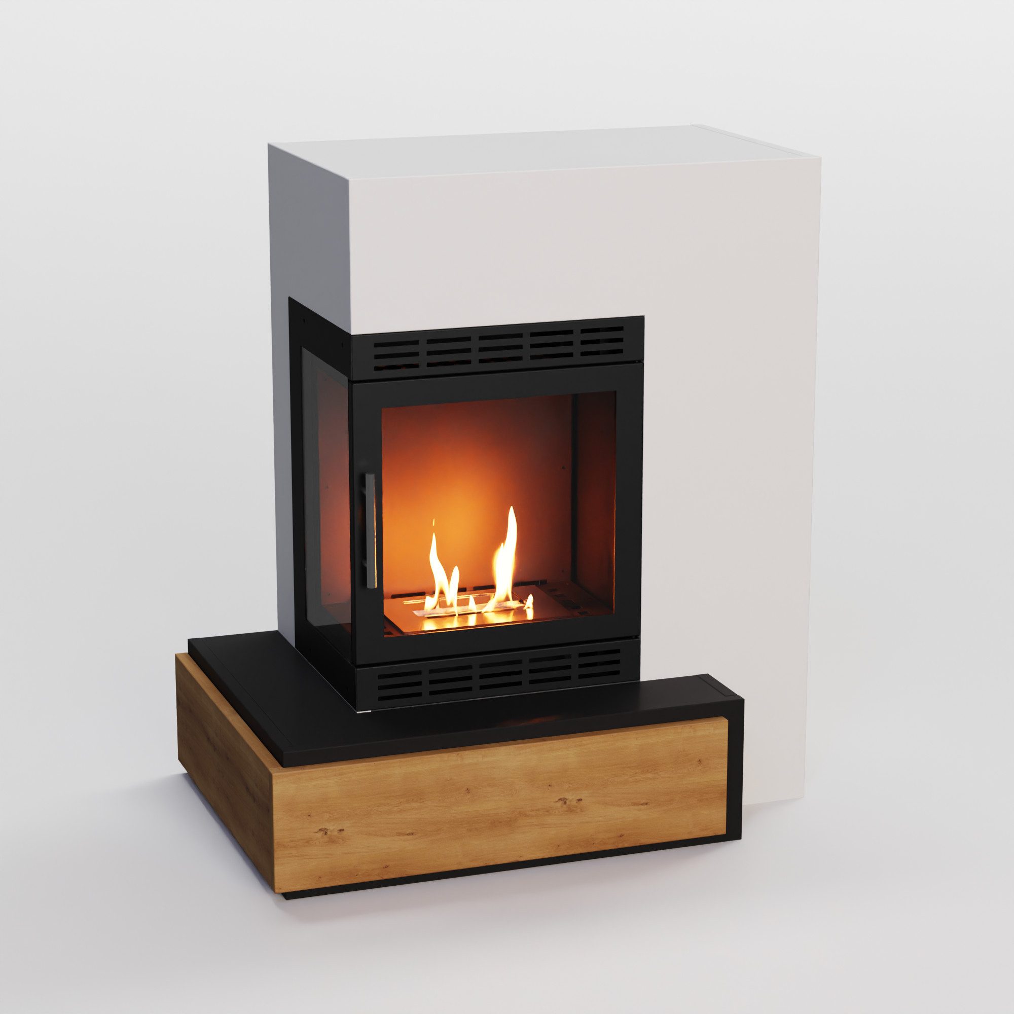 GLOW FIRE Echtfeuer-Dekokamin Narvik Vision Ethanol Kamin, Bioethanol Kamin mit 3h Brenndauer, Heizleistung bis 2KW