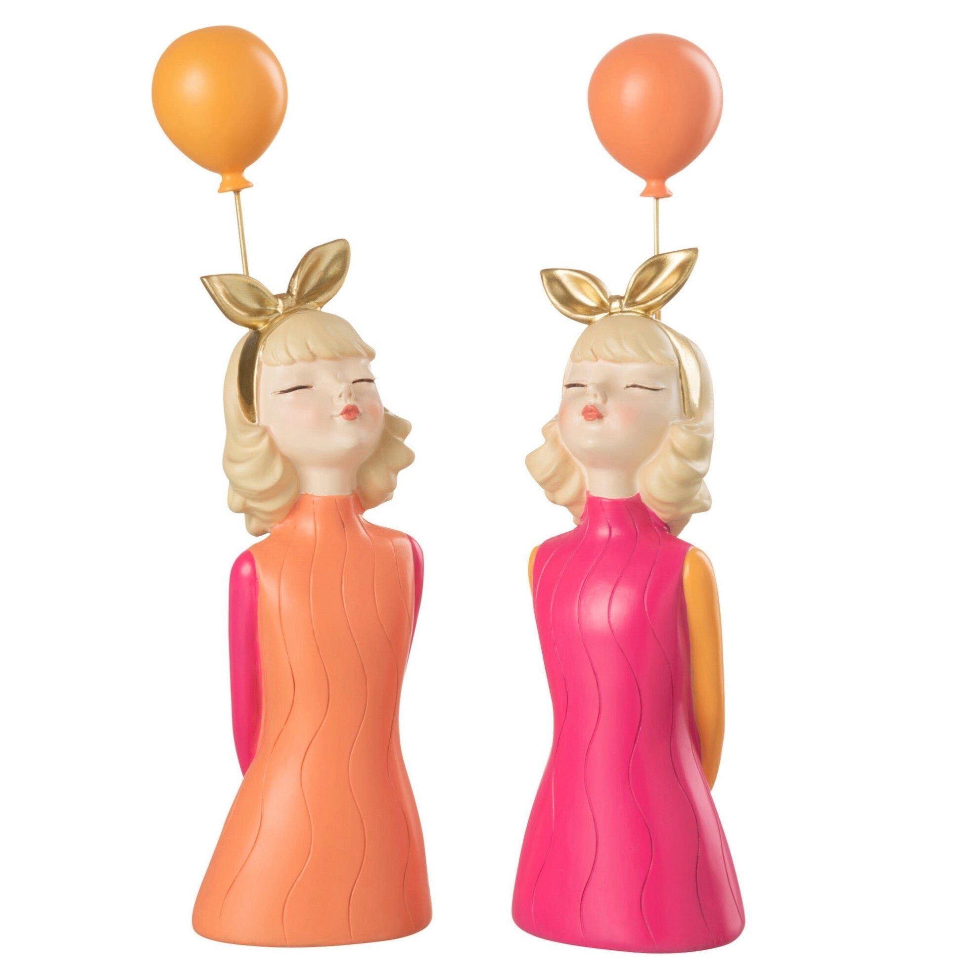 2er Dekoobjekt - Polyresin mit Luftballon, in Set Skulpturen Ballonfreude Mädchen GILDE