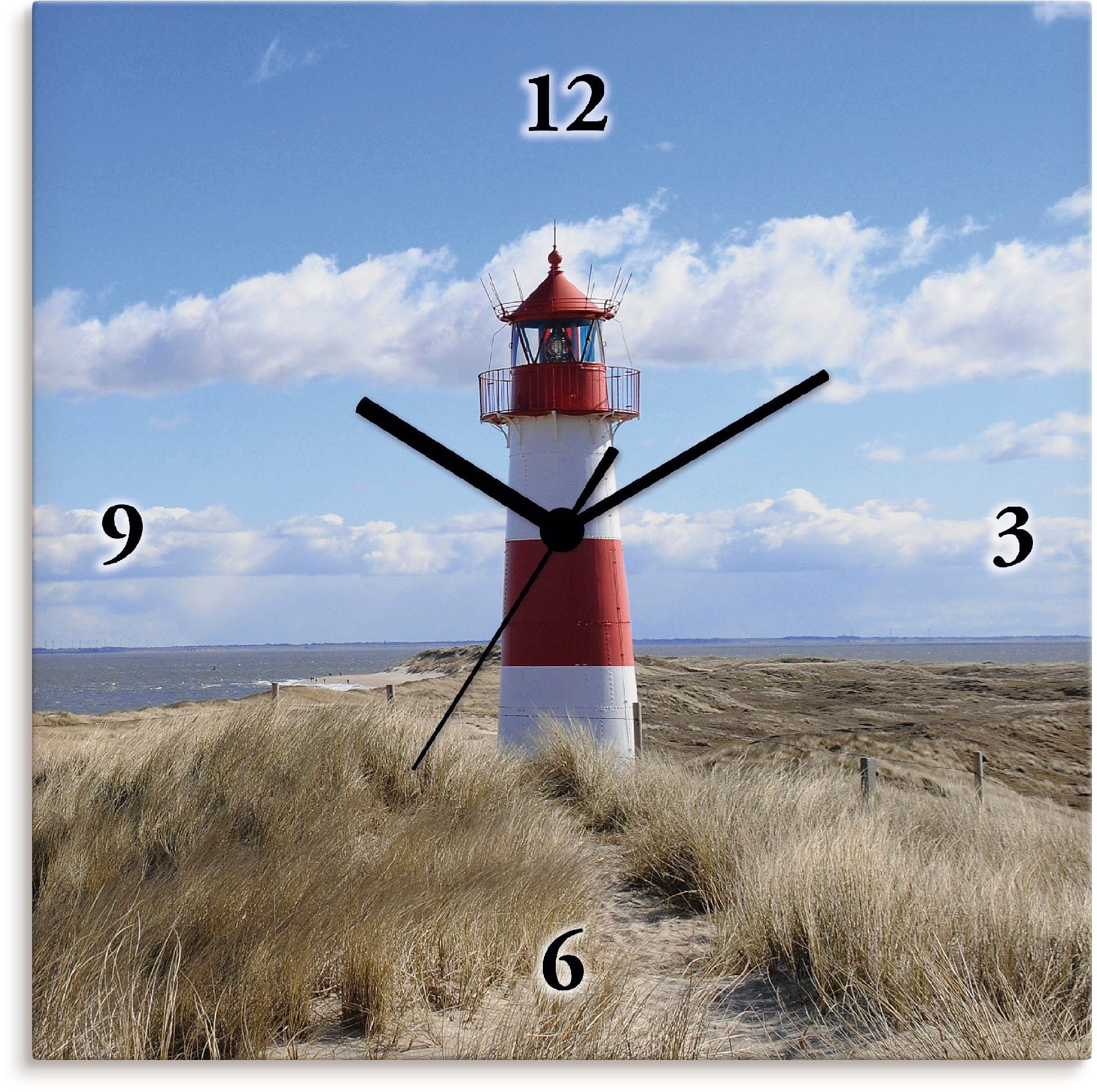 Artland Wanduhr Leuchtturm Sylt (wahlweise Quarz- oder oder Tickgeräusche), mit ohne Quarzuhr Wahlweise lautlos geräuschlose analoge Funkuhrwerk, Funkwanduhr