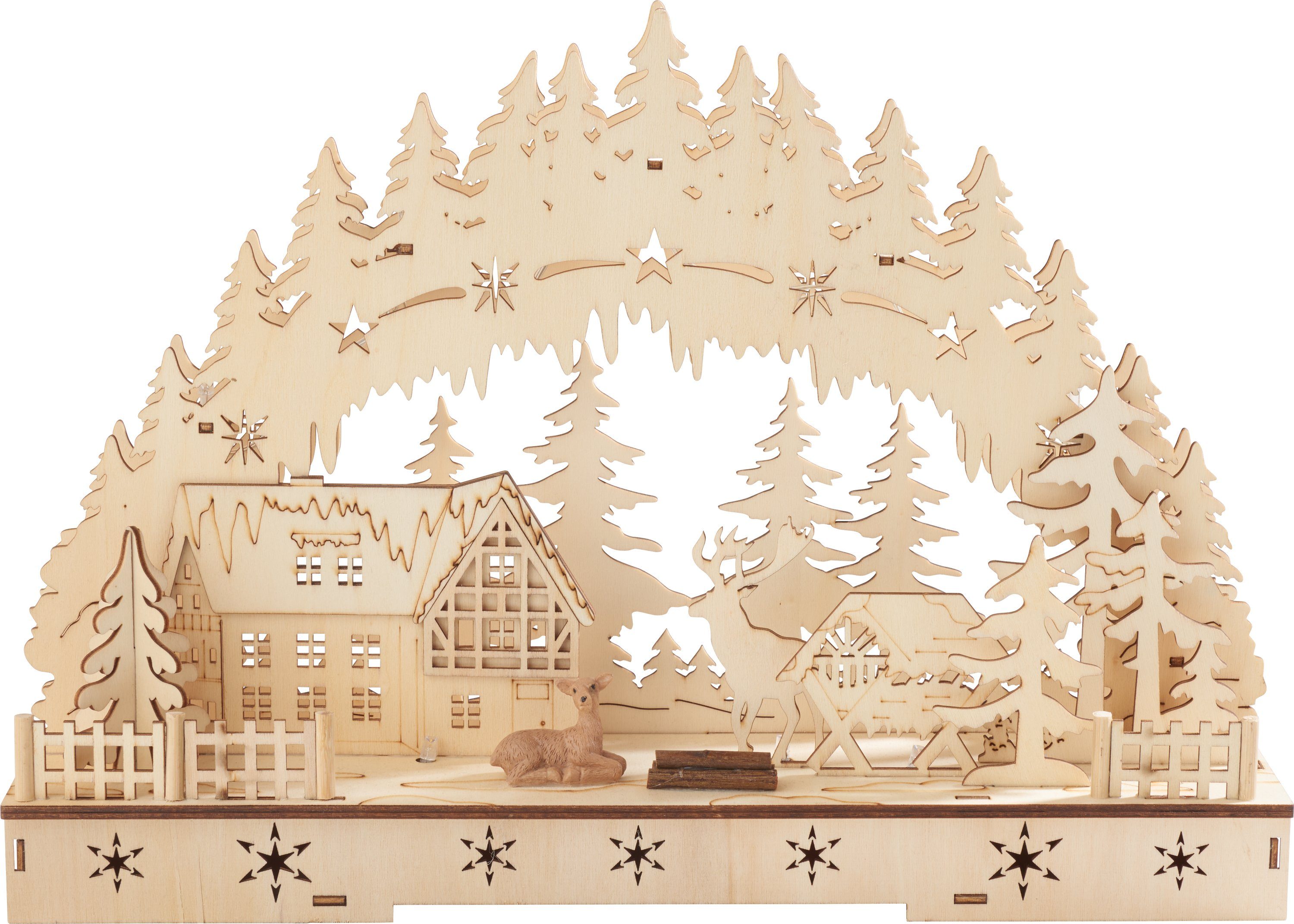 Weihnachtspyramide Lichterbogen Rehe am Waldesrand