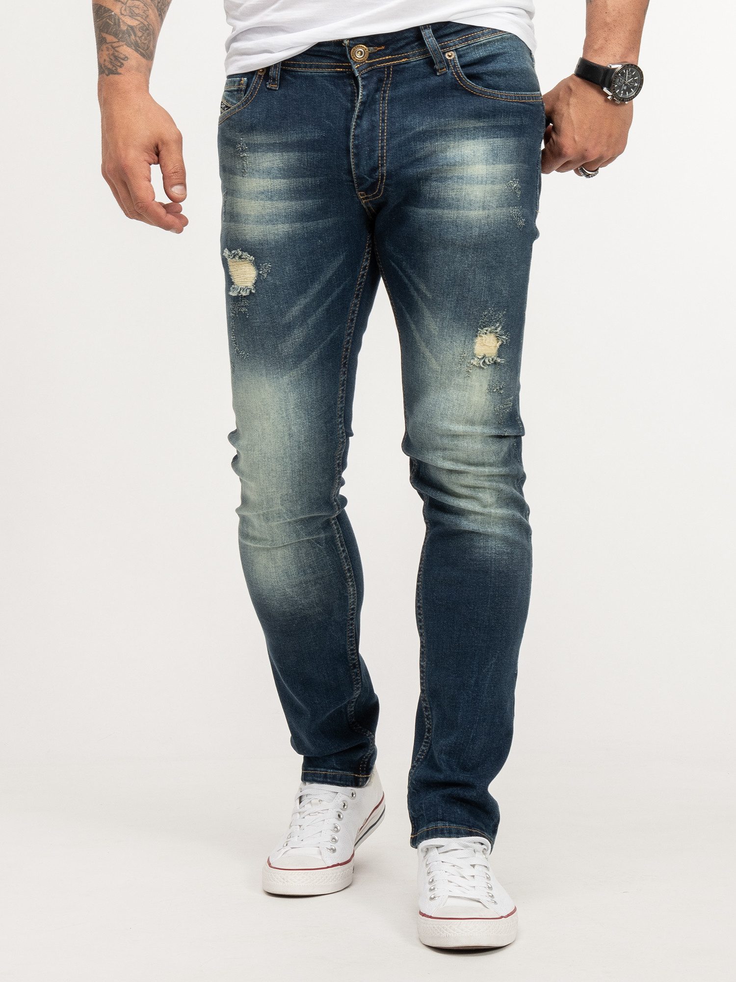 Rock Creek Straight-Jeans Herren Jeans Stonewashed günstig online kaufen