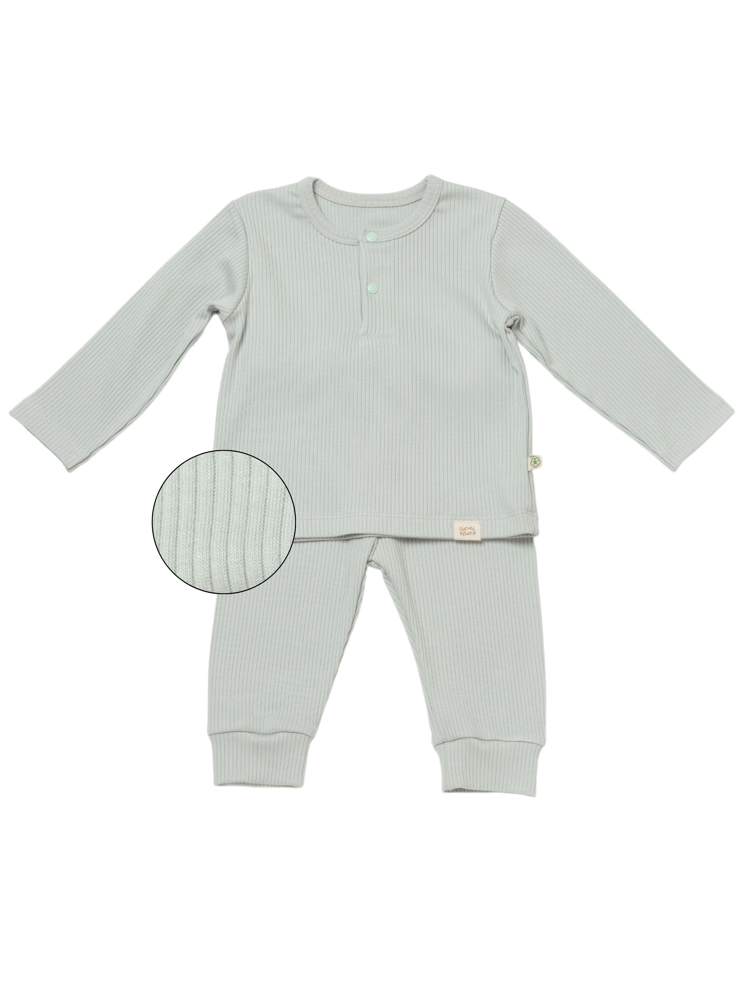 biorganic Langarmshirt & Hose Baby Nature Relax Modal für Jungen und Mädchen Unisex Langarm (Set, 2-tlg., Shirt und Hose) gerippte Textilstruktur (Ripp), Bio-Baumwolle und Modal Größe 68-86