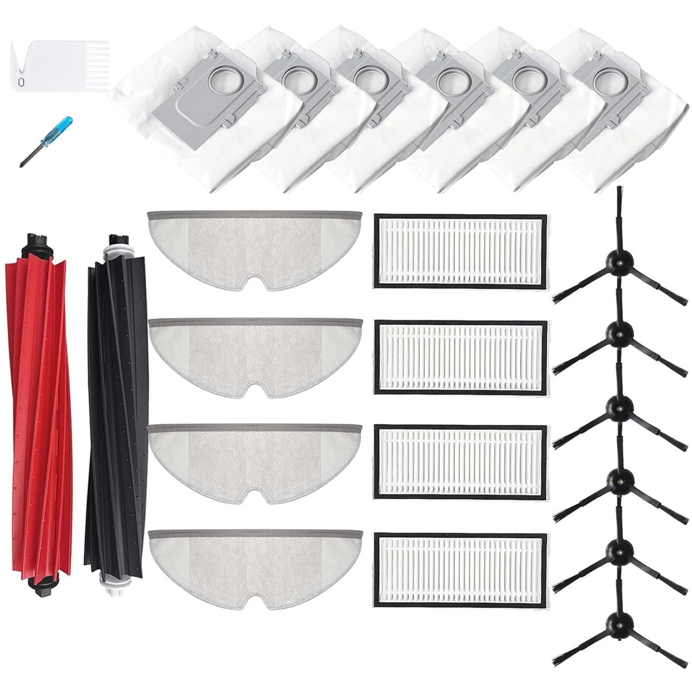 VERCO Reinigungsbürsten-Set Reinigungskit für Roborock, Q5 Pro, Q5 Pro Plus, Roborock Q8 Max, Q8 Max Plus, (24-tlg), Ersatz Teile Set Wartungskit Filter Seitenbürste Zubehör Bürste