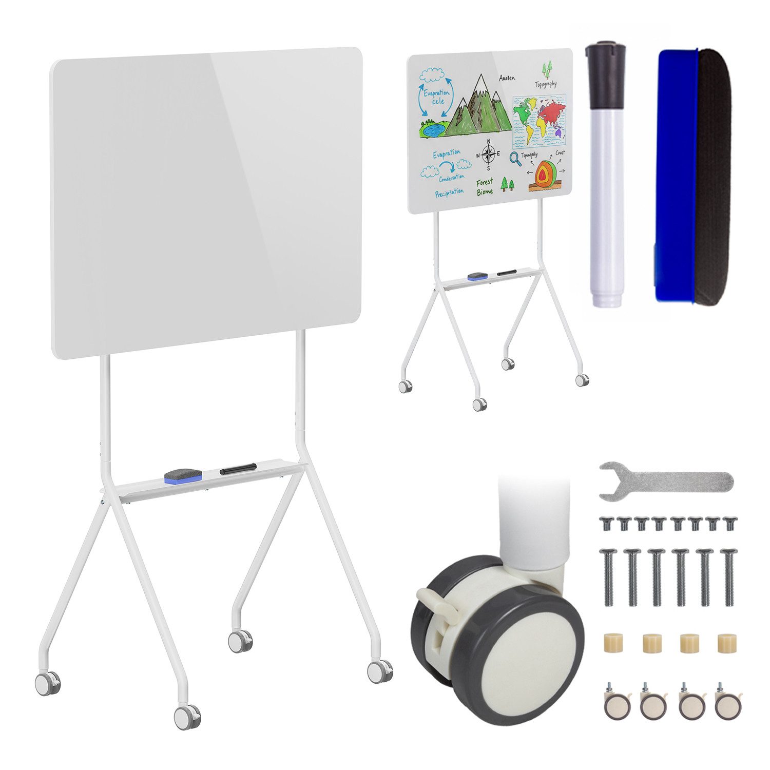 Ergo Office Standtafel ER-306 mobile Schreibtafel 119x79cm, (1-tlg), horizontale Ausrichtung, weiß, einseitig