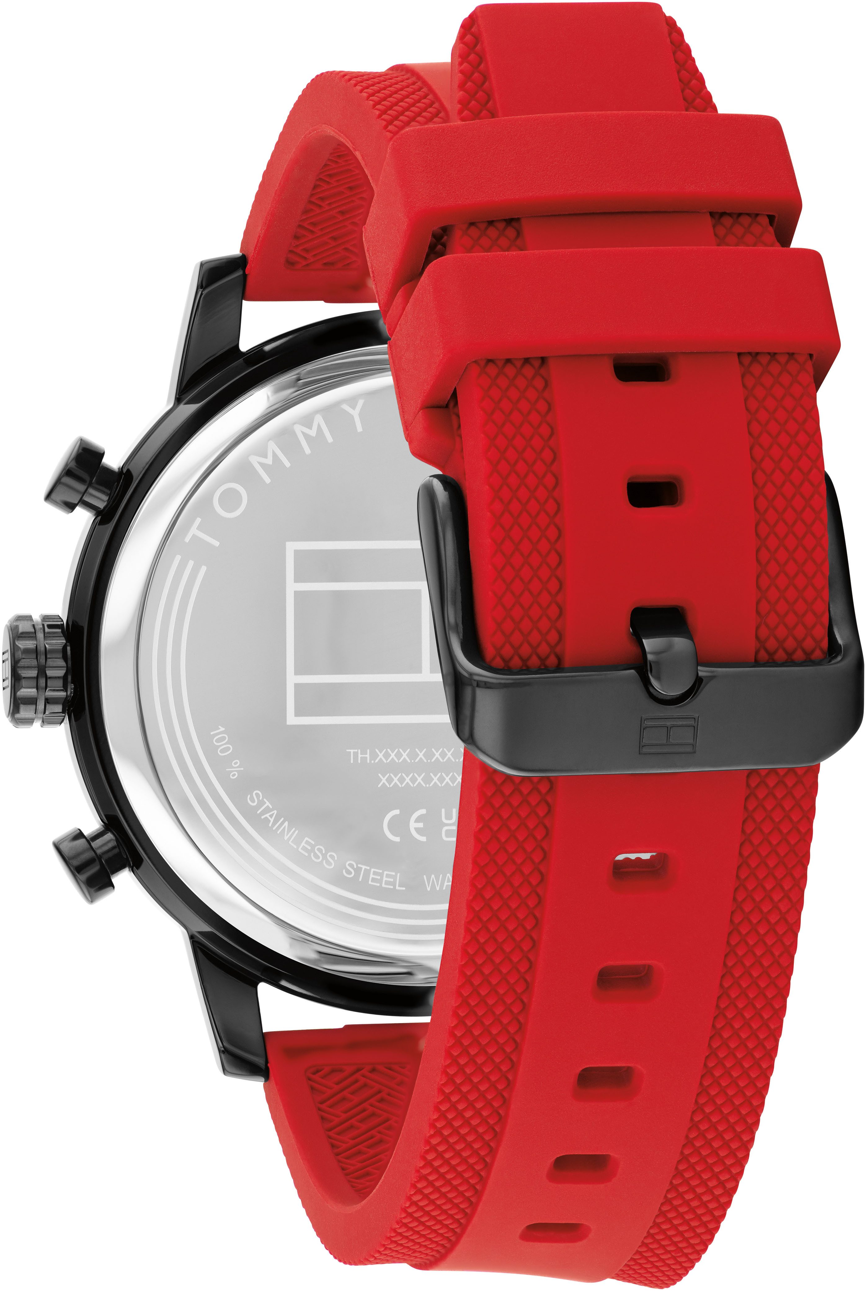Tommy Hilfiger Multifunktionsuhr ROCKY 1792178, Quarzuhr, Armbanduhr, Herrenuhr, Silikonarmband, analog