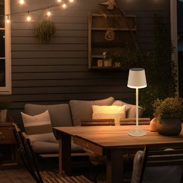 Globo LED Solarleuchte, Leuchtmittel inklusive, Warmweiß, Solarlampe Tischleuchte Außenlampe sand LED Gartenleuchte