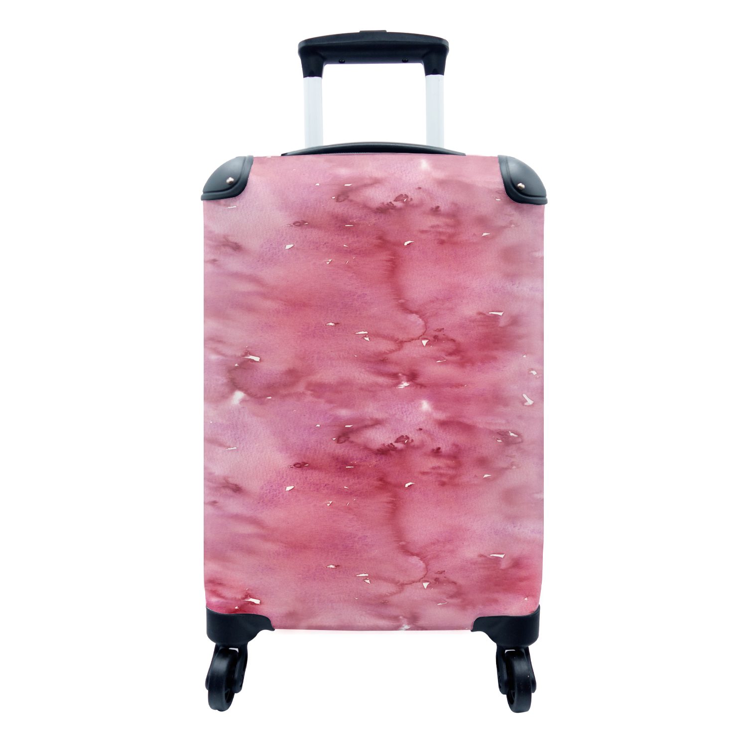 MuchoWow Handgepäckkoffer Muster - Aquarell - Rosa, 4 Rollen, Reisetasche mit rollen, Handgepäck für Ferien, Trolley, Reisekoffer