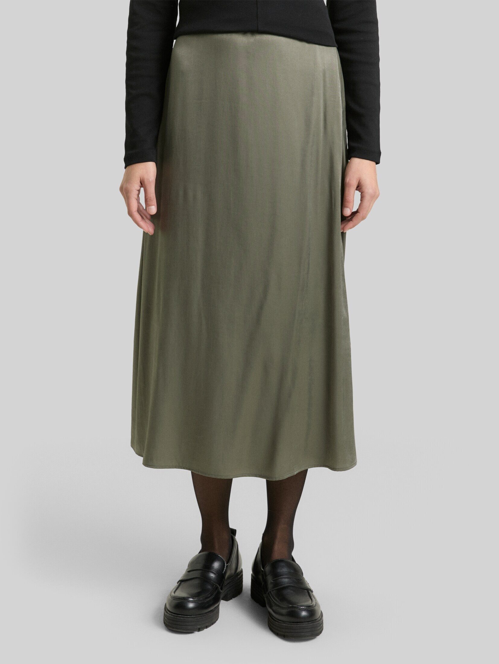 TOM TAILOR Sommerrock Röcke High Waist Satin Midi-Rock