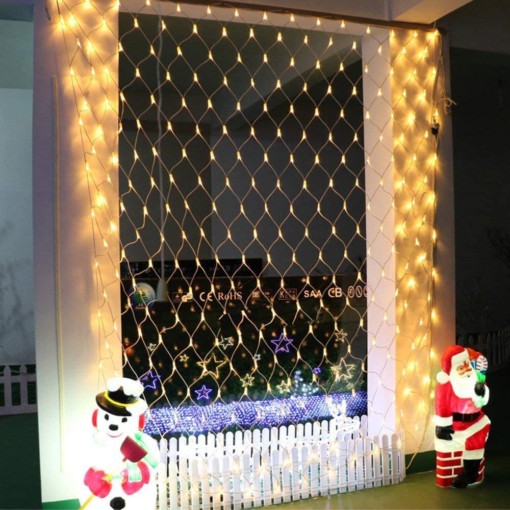 Rosnek Lichternetz 8 Beleuchtungsmodi, für Hochzeit Weihnachten Party Urlaub, LED-Lichterkette, 1.5x1.5M/2x2M/3x2M/6x4M