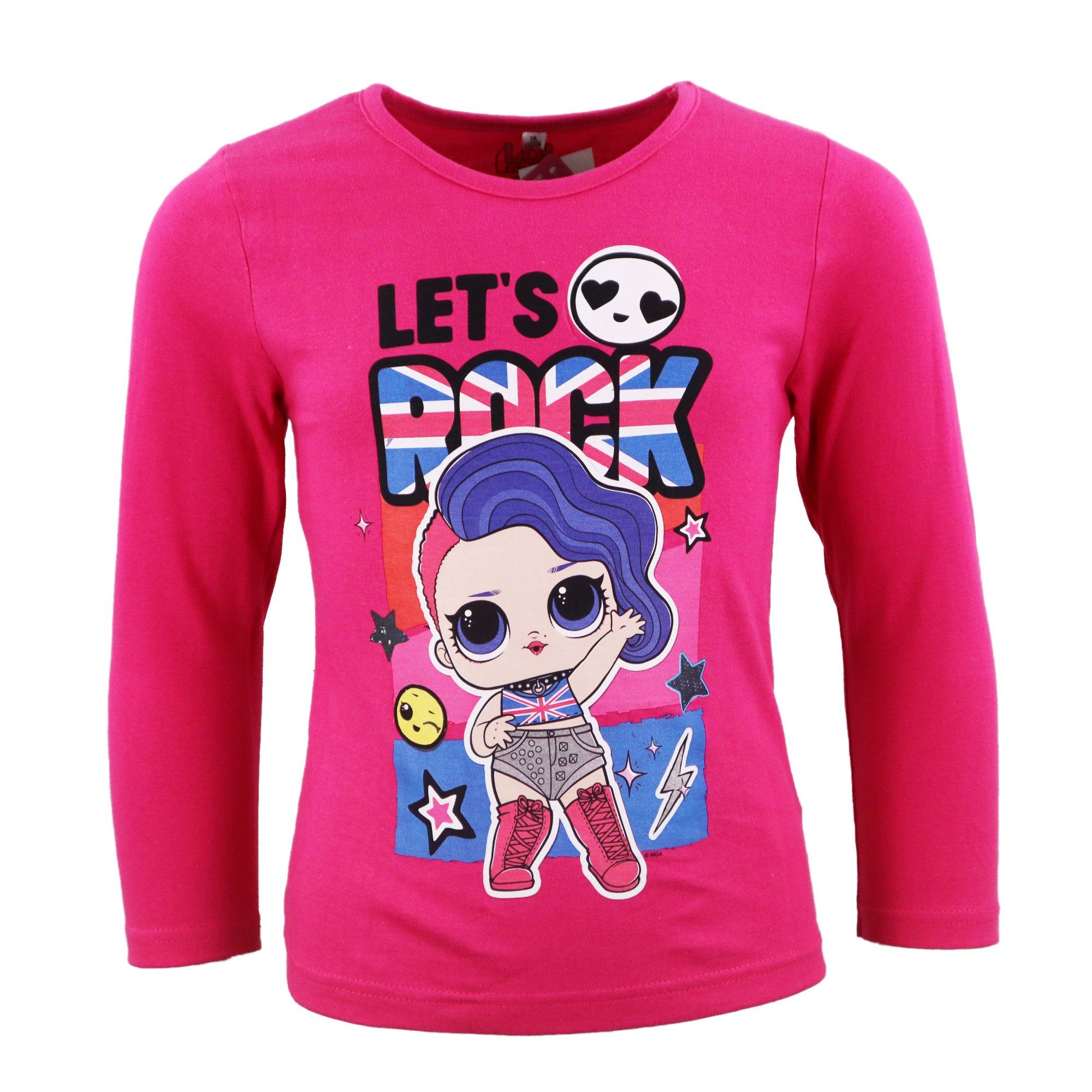 L.O.L. SURPRISE! Langarmshirt LOL Surprise Lets Rock Kinder langarm Shirt Gr. 110 bis 140, 100% Baumwolle Pink