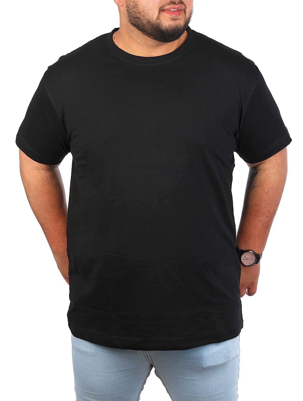 Young & Rich T-Shirt Herren Übergröße Basic big size optimierte moderne Passform Rundhalsauschnitt unifarben kurzarm regular fit