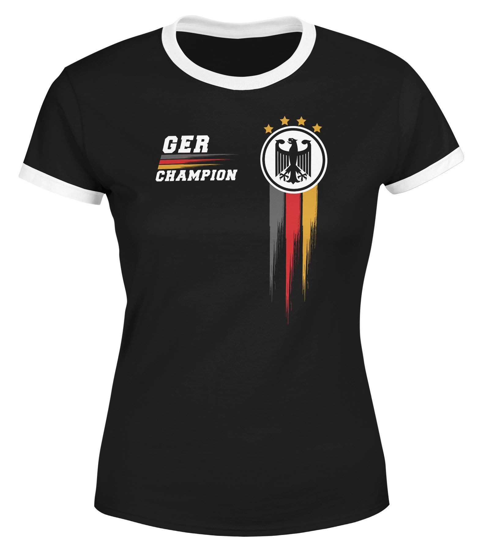 MoonWorks Print-Shirt Damen EM-Shirt Deutschland Fußball Fanshirt Germany Champion