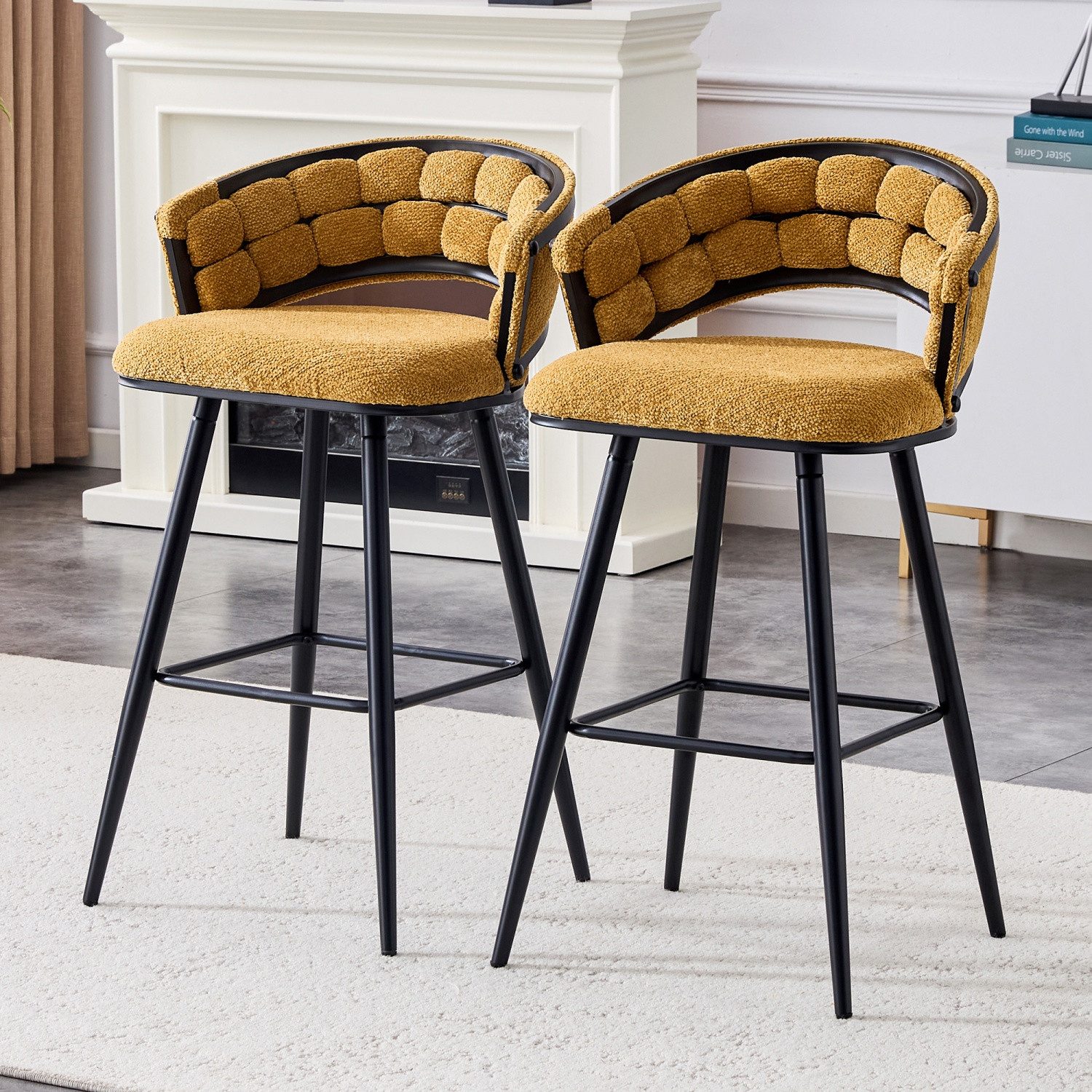 ANYSUN Barhocker Barhocker Barstühle mit Fußstütze, geschwungener Rückenlehne (moderne Kücheninsel-Countertop-Höhenstühle/Barstühle/Küchenstühle, 2 St), 76 cm Sitzhöhe ideal für Küchen, Kücheninseln, Esszimmer, Bars