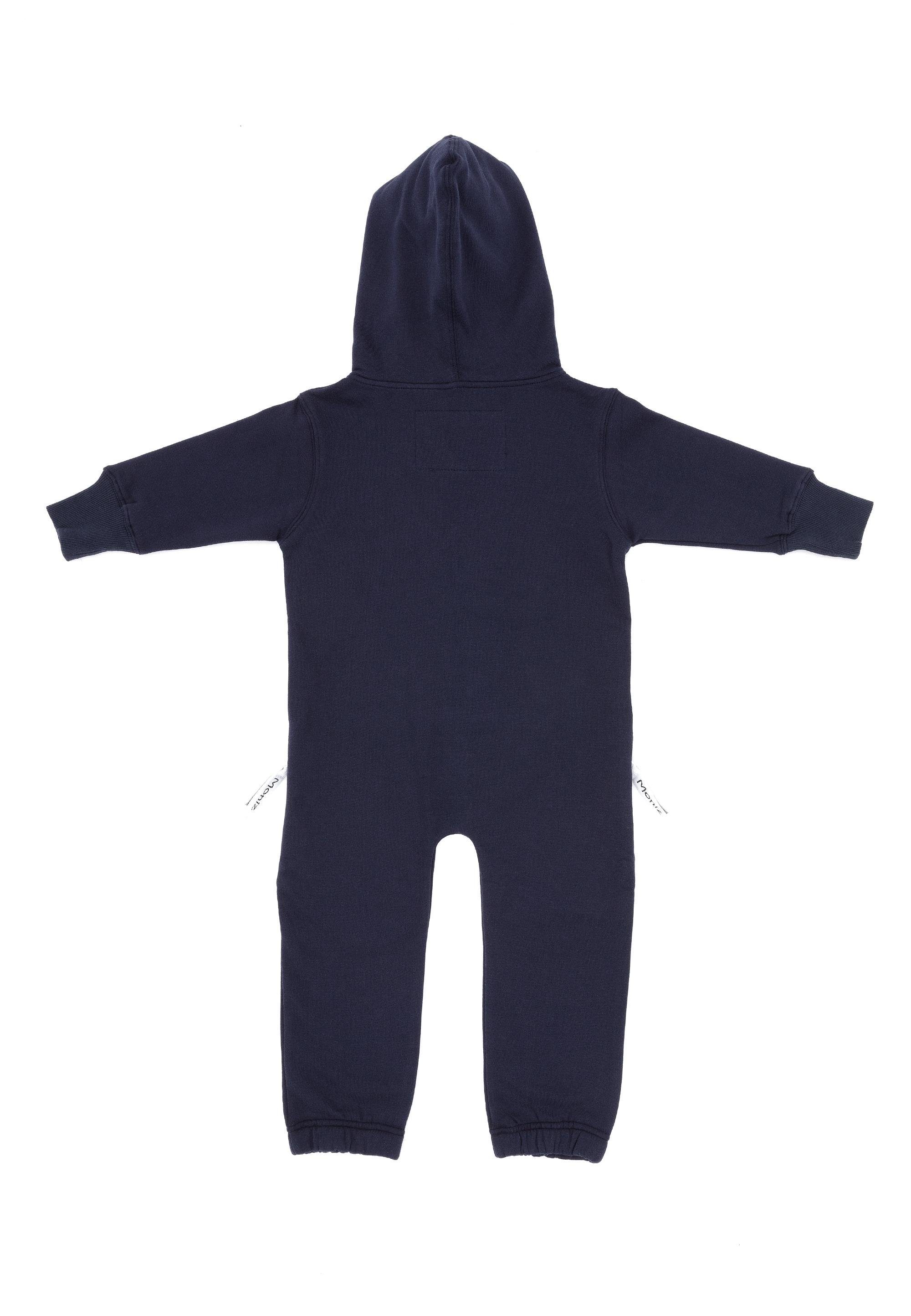 Material Jumpsuit aus kuschelig dunkelblau-weiß weichem Moniz