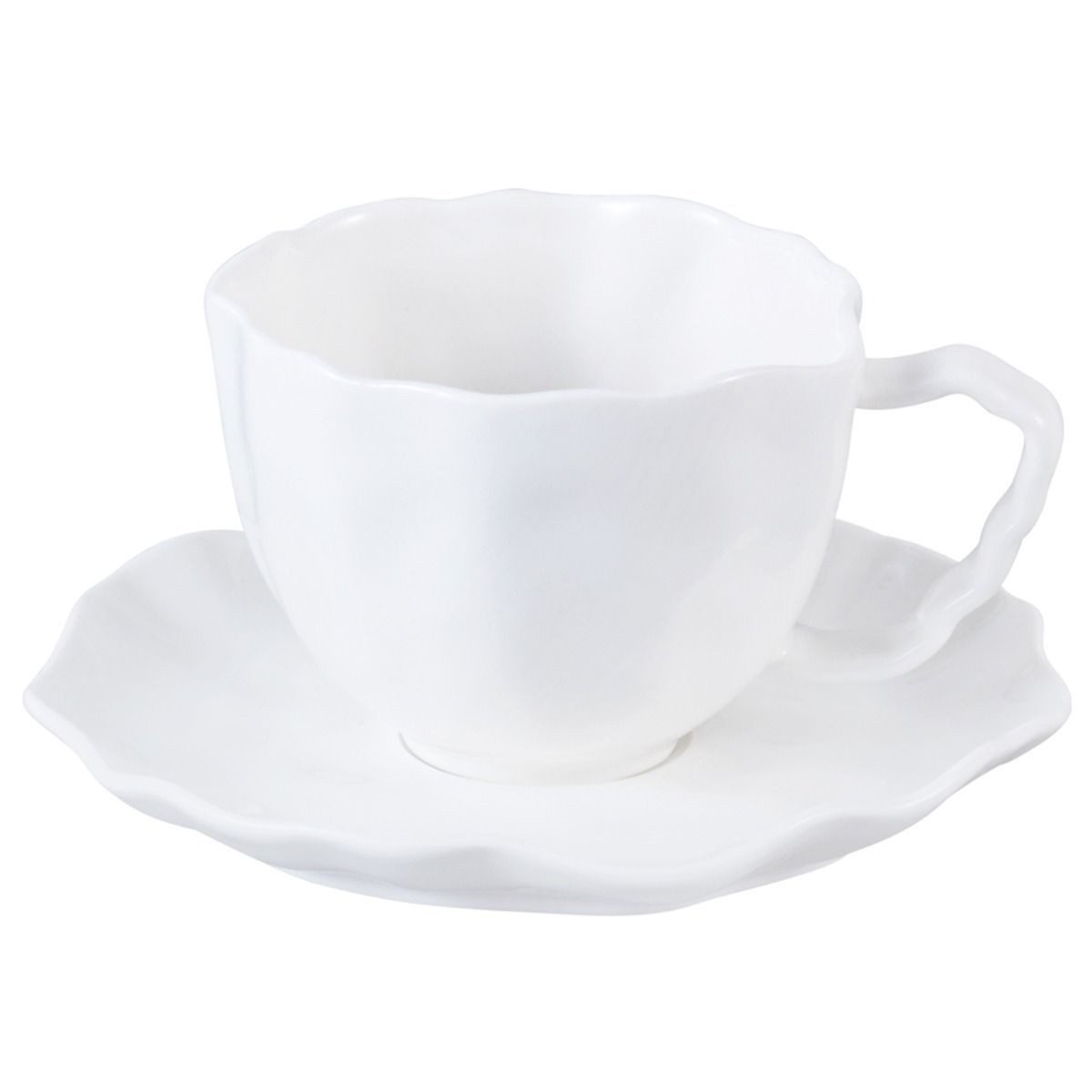 EmirtexHome Cappuccinotasse Angles Kaffeetassen 6er Set I Weiß, Porzellan