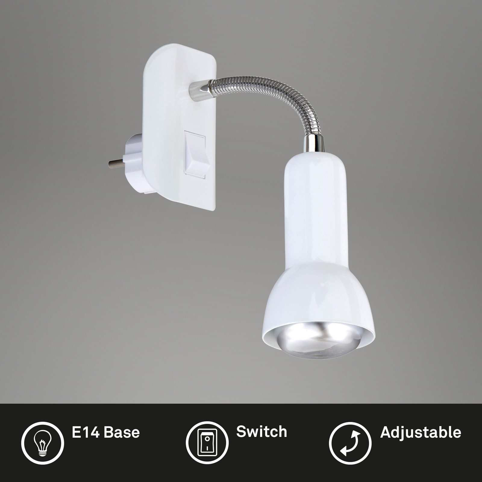 Briloner Leuchten Wandleuchte Wandlampe Extra-Warmweiß Flexarm E14, ohne Leuchtmittel, 2700K - Extra - Warmweiß, Flexarm, Wippschalter, titan, max. 25 W, exkl. E14, 7 x 22 x 14 cm
