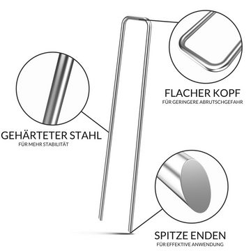 Gardebruk Zelthering, (50-St), Erdanker verzinkter Stahl 150mm x 25mm Ø 2,7mm Unkrautvlies