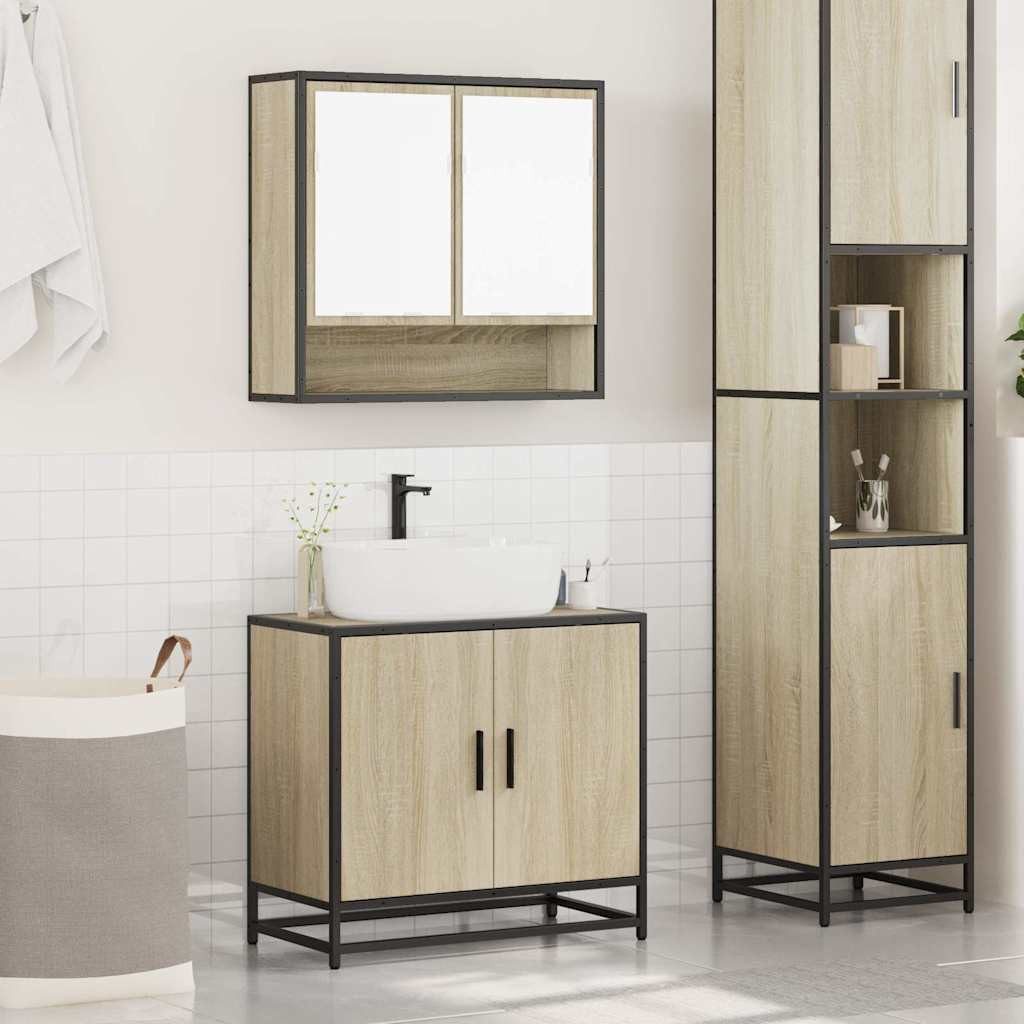 vidaXL Badezimmer-Set 2-tlg. Badmöbel-Set Sonoma-Eiche Holzwerkstoff, günstig online kaufen
