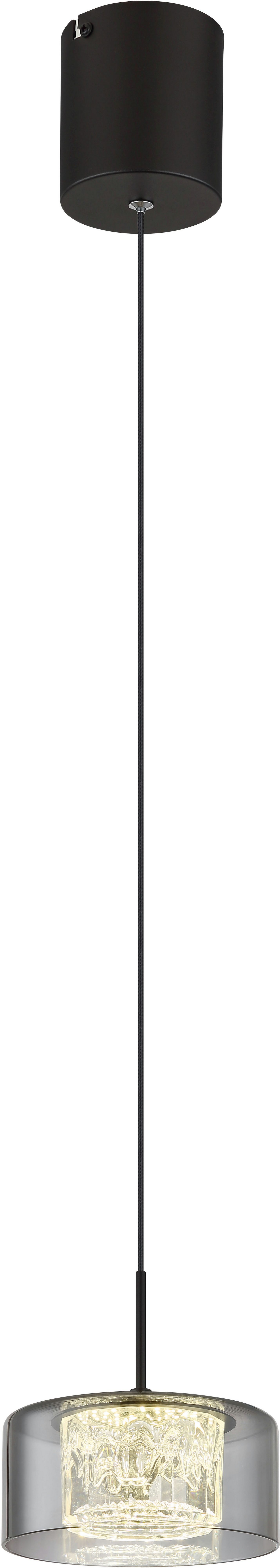 GLOBO LIGHTING LED Pendelleuchte FOGSY, LED fest integriert, Tageslichtweiß, Hängelampe/Pendelleuchte/Glas rauchfarben/Höhe kürzbar/Esstisch