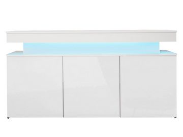 MIRJAN24 Kommode Glossa 3D 160 (mit drei Drehtüren), mit blauer LED-Beleuchtung